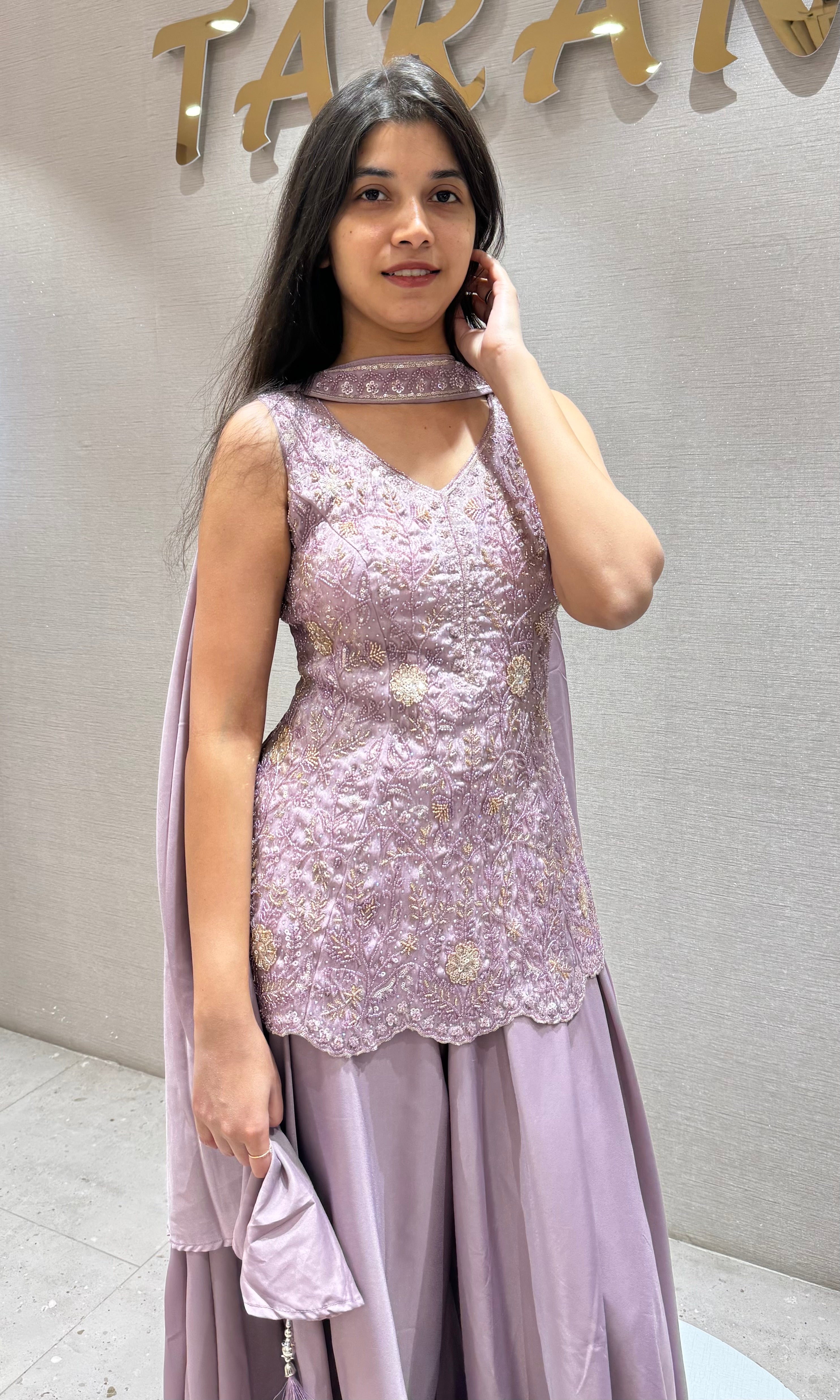 LIGHT Purple Embroidered palazzo Set