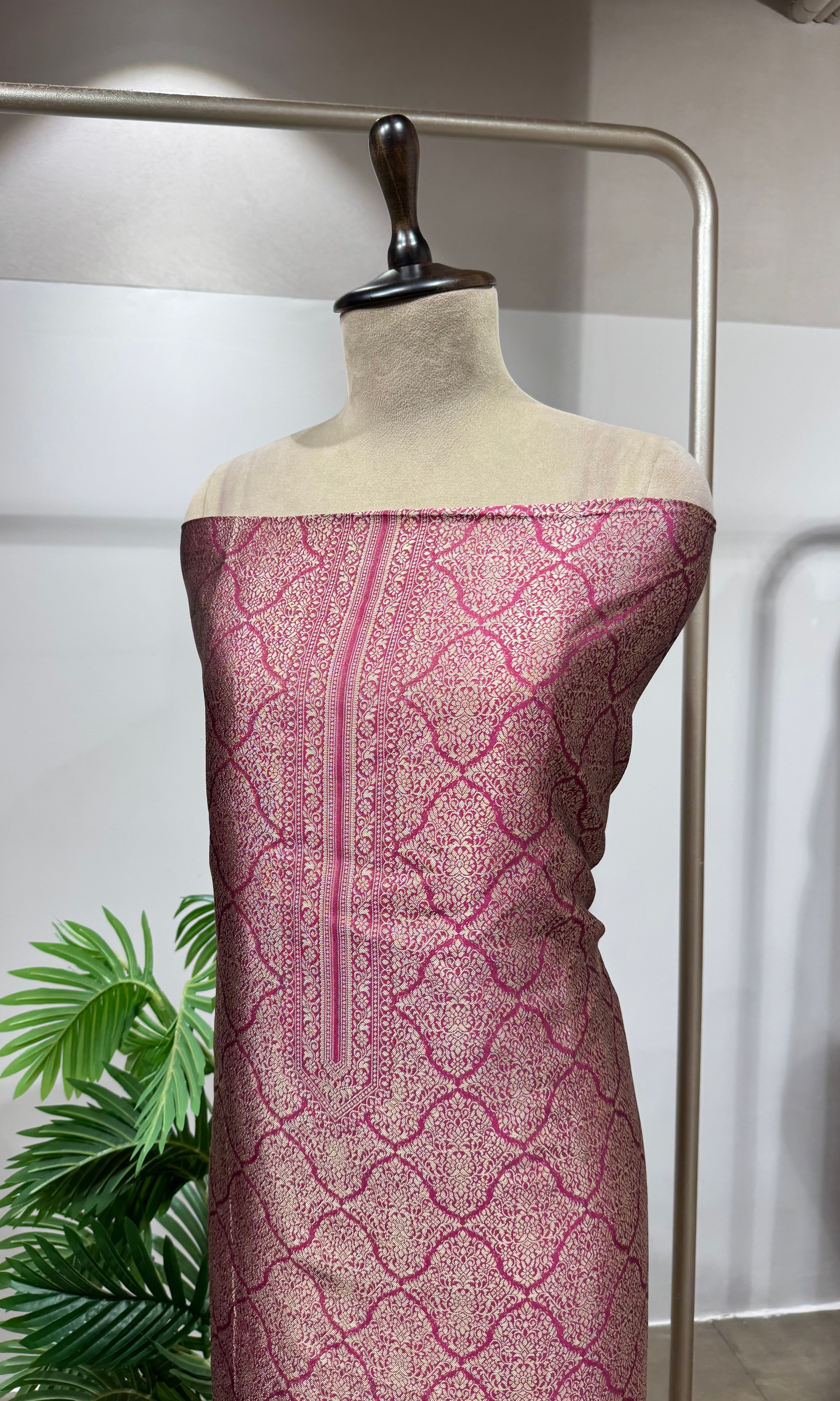 Pink Banarasi SILK DRESS MATERIAL