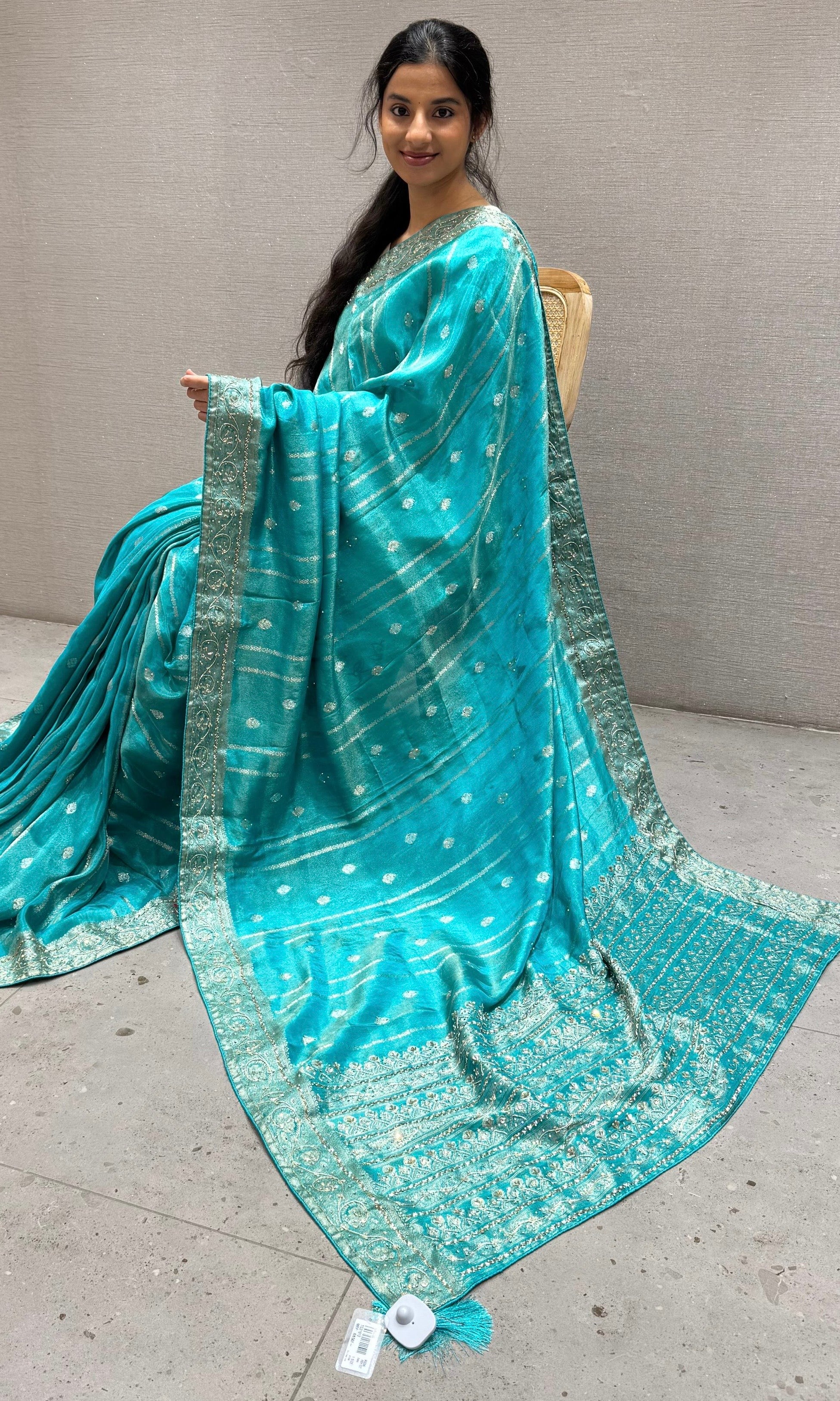 Firozi sea blue Banarasi saree