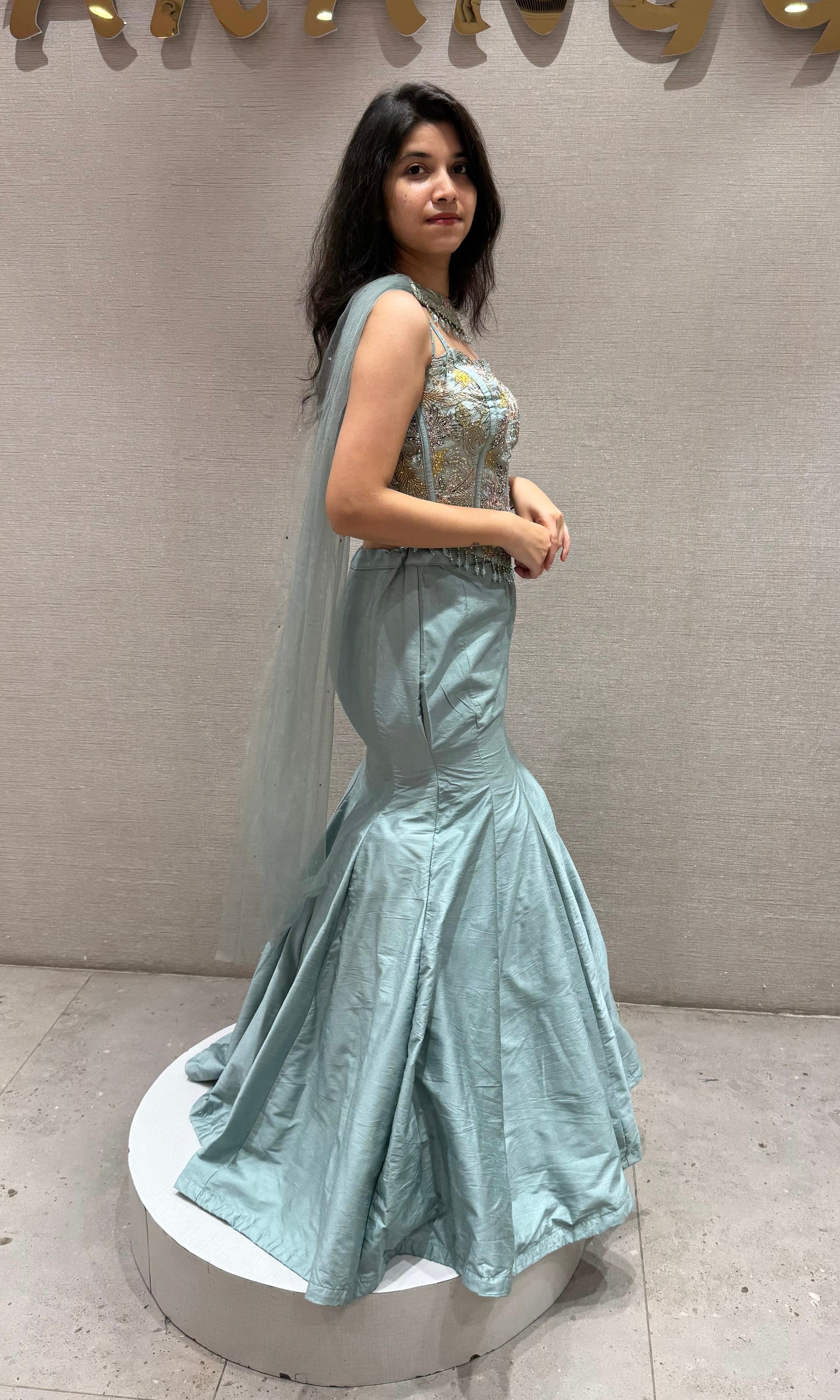 Icy Mint blue Mermaid Lehenga Set