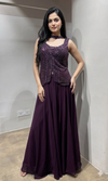 Wine Purple Sequins Embroidered palazzo set