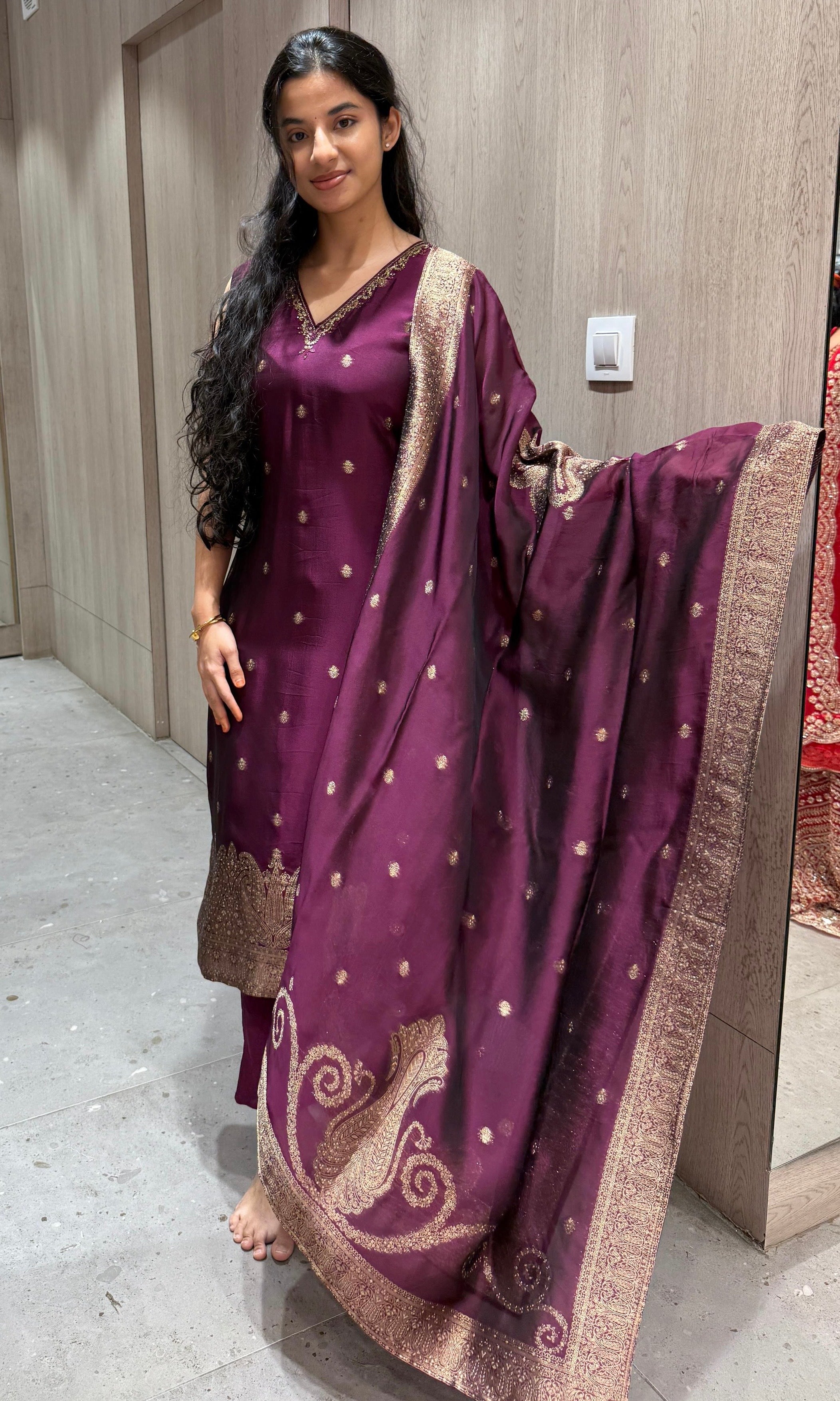 Wine kurta set