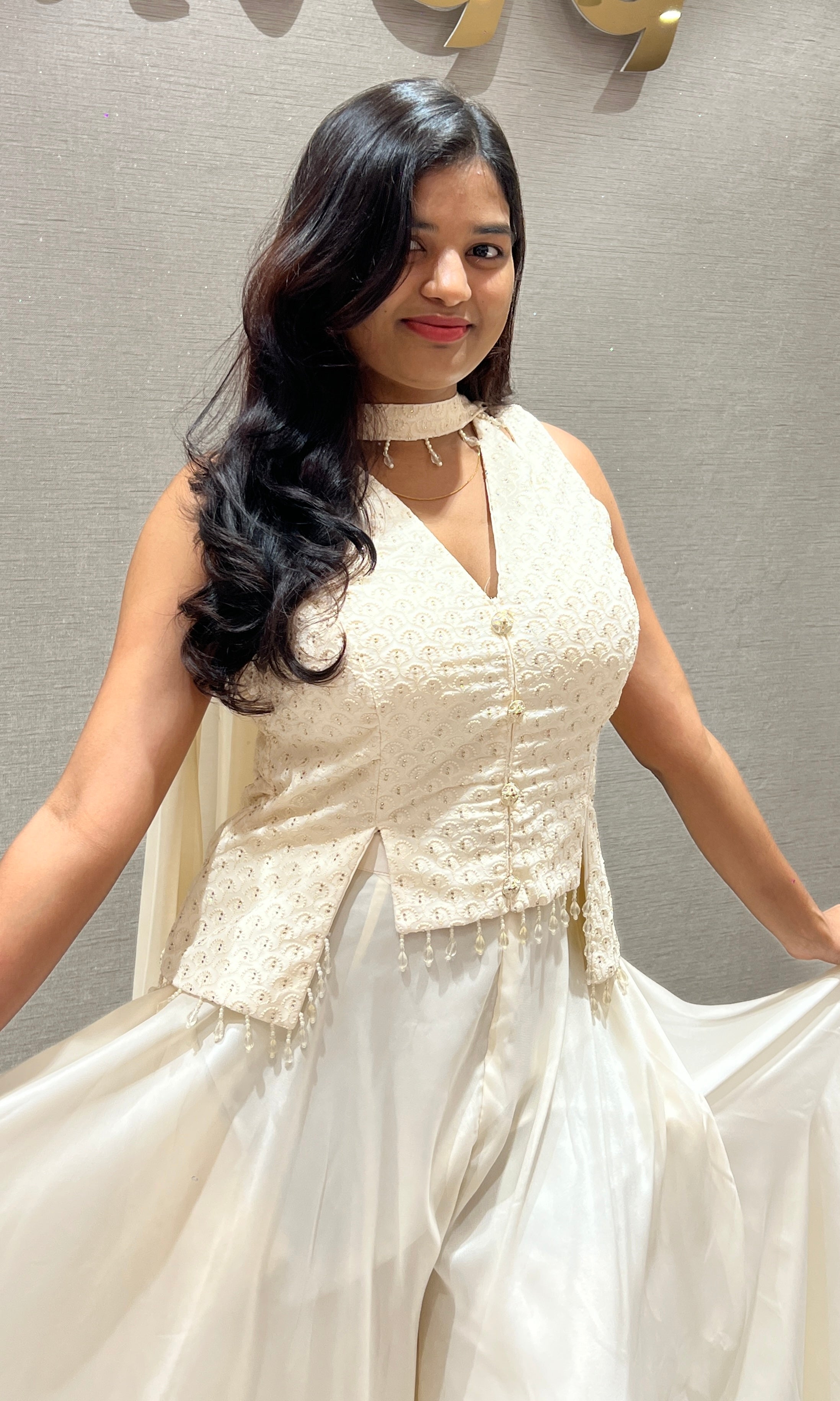 Ivory Grace Peplum Sharara Set