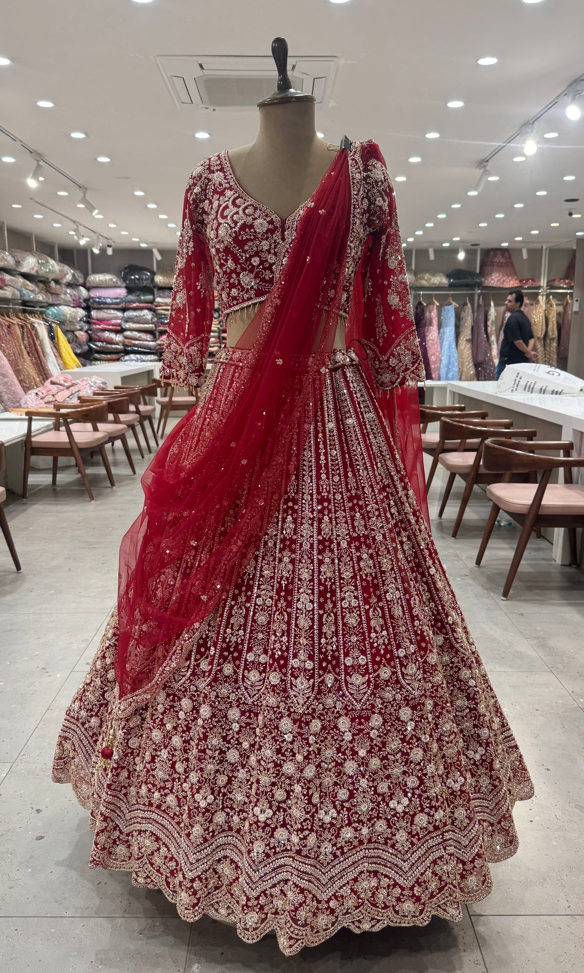 Royal Maroon Intricate Gold Zari Embroidery Bridal Lehenga