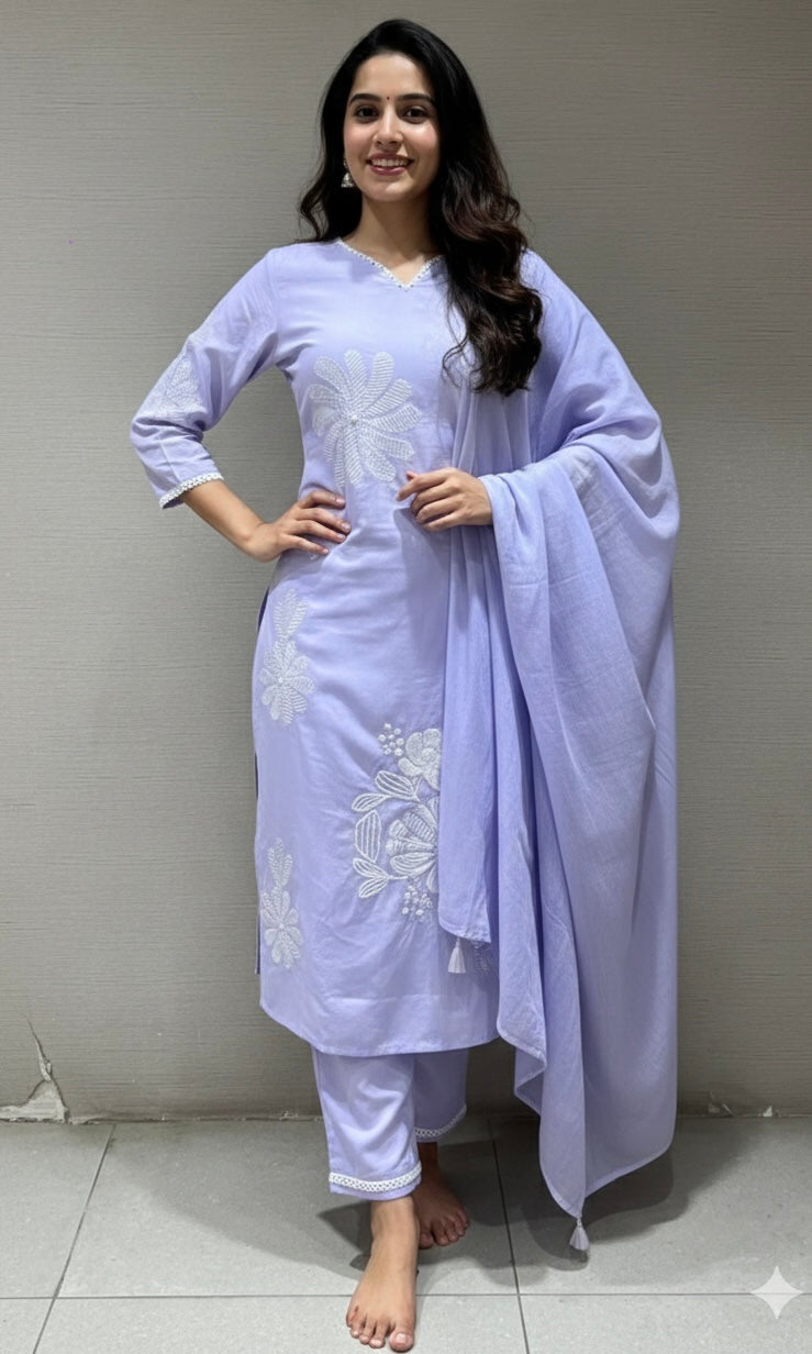Lavender FLORAL KURTA SET