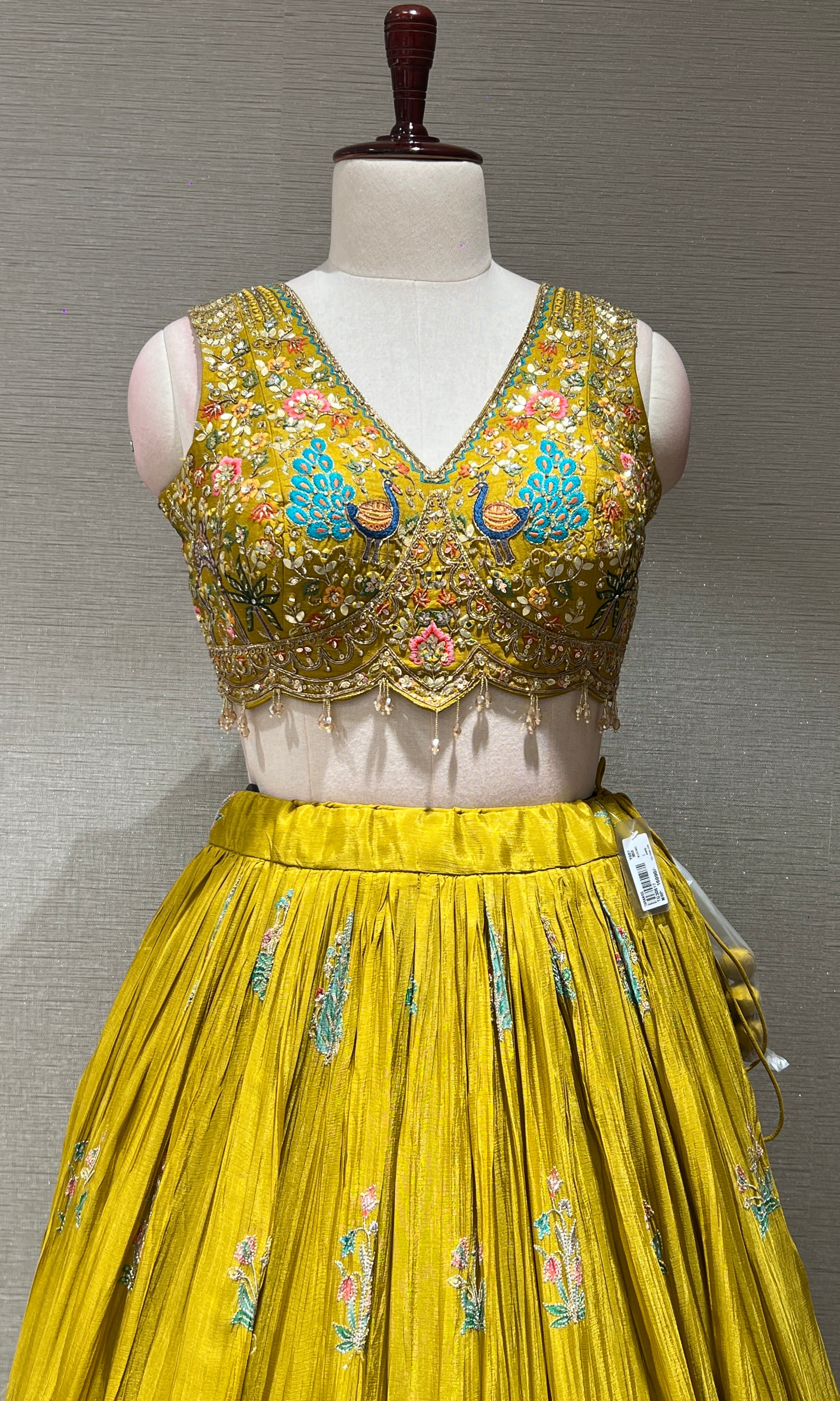 Mustard yellow embroidered Lehenga