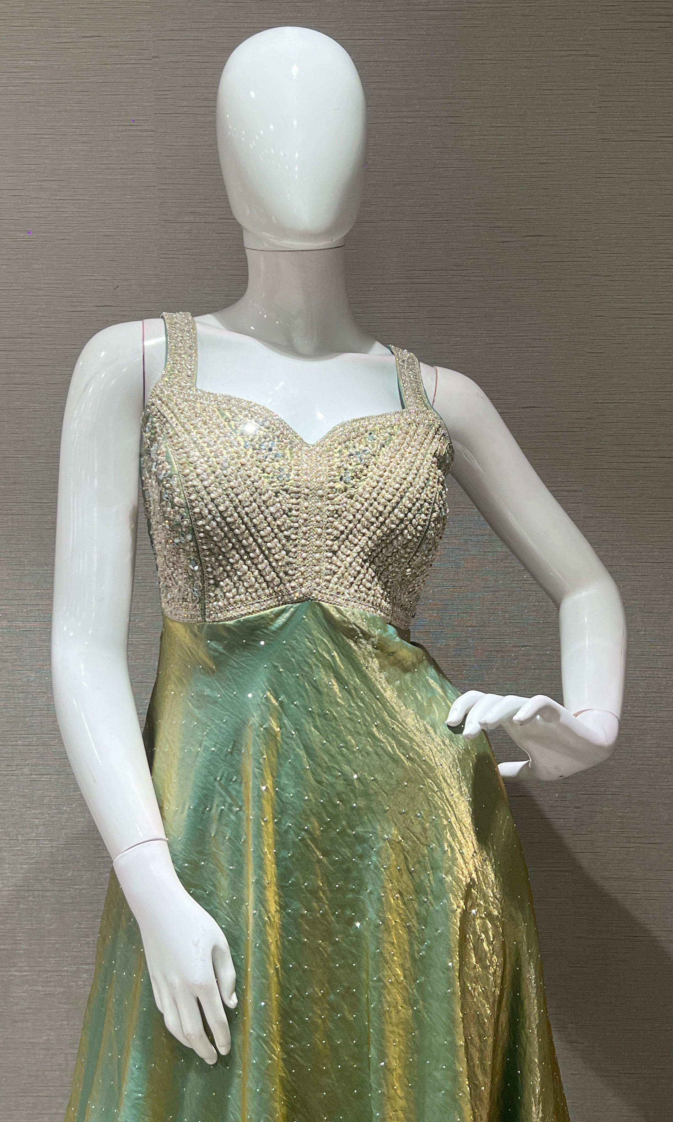 Pista green Anarkali WITH PALAZZO PANTS