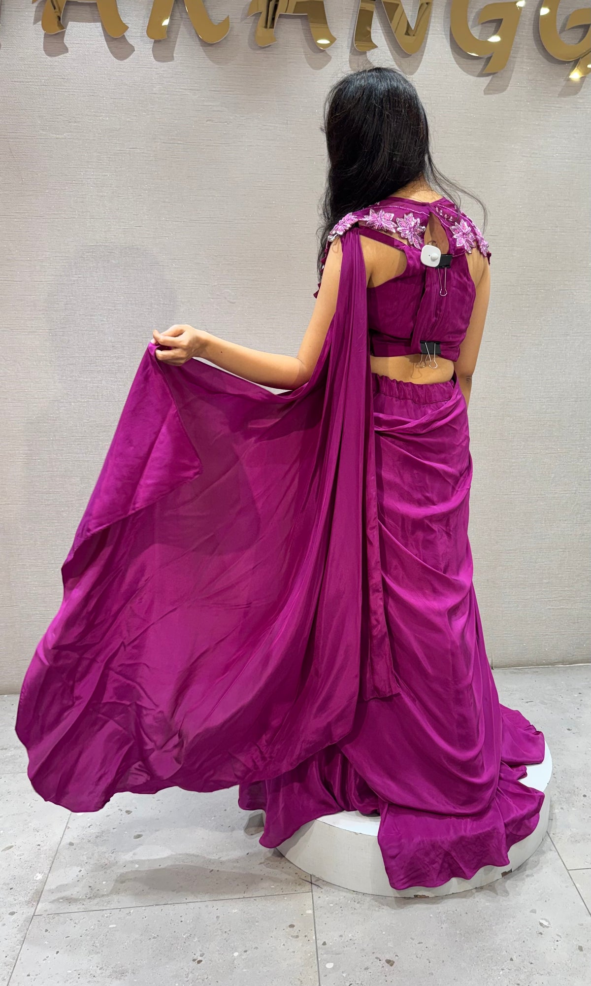 Purple Shimmer Floral Embroidered Lehenga