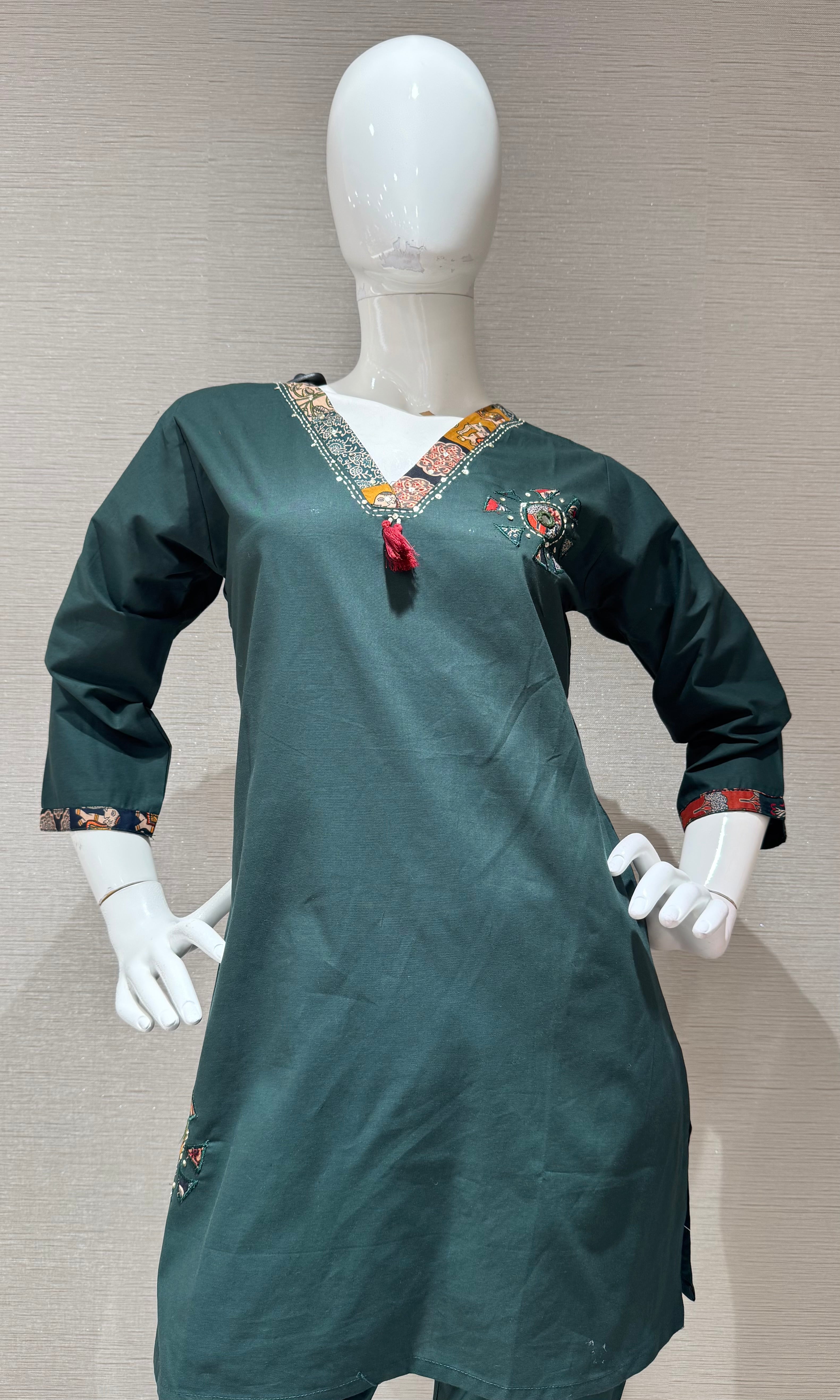 Dark Green Floral Cord Set