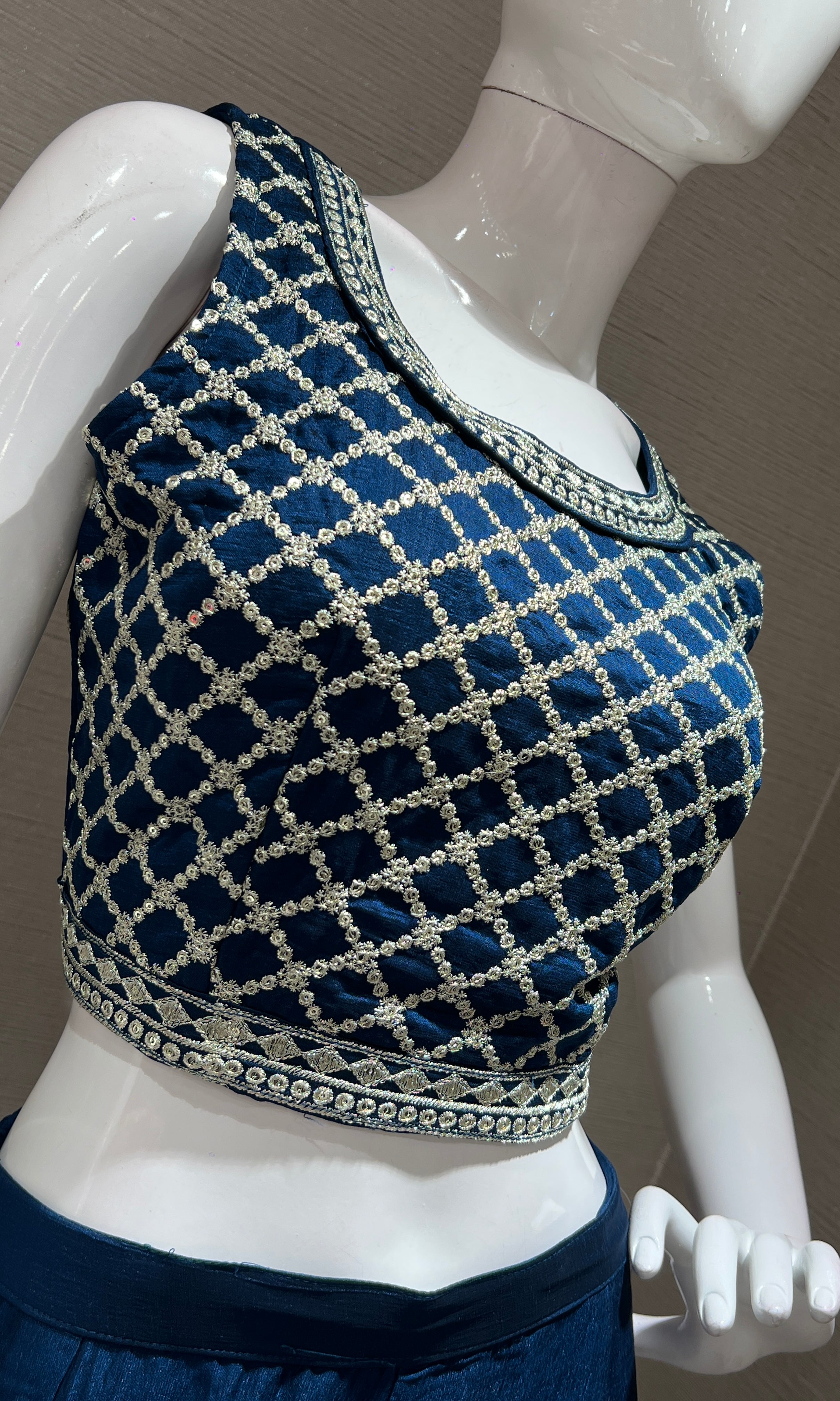 BLUE EMBROIDERED JACKET STYLE PALAZZO