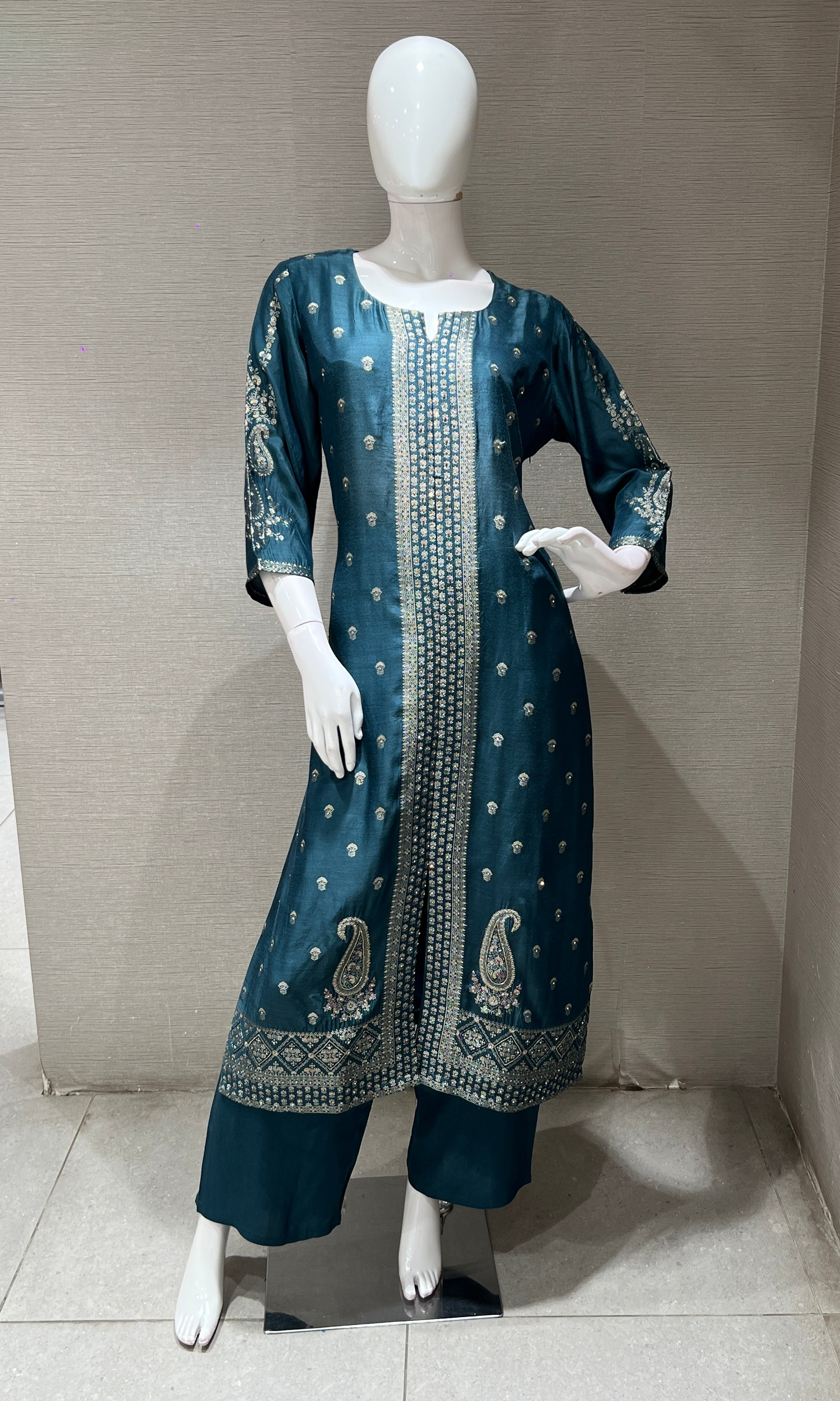 Teal Blue Ethnic KURTA SET