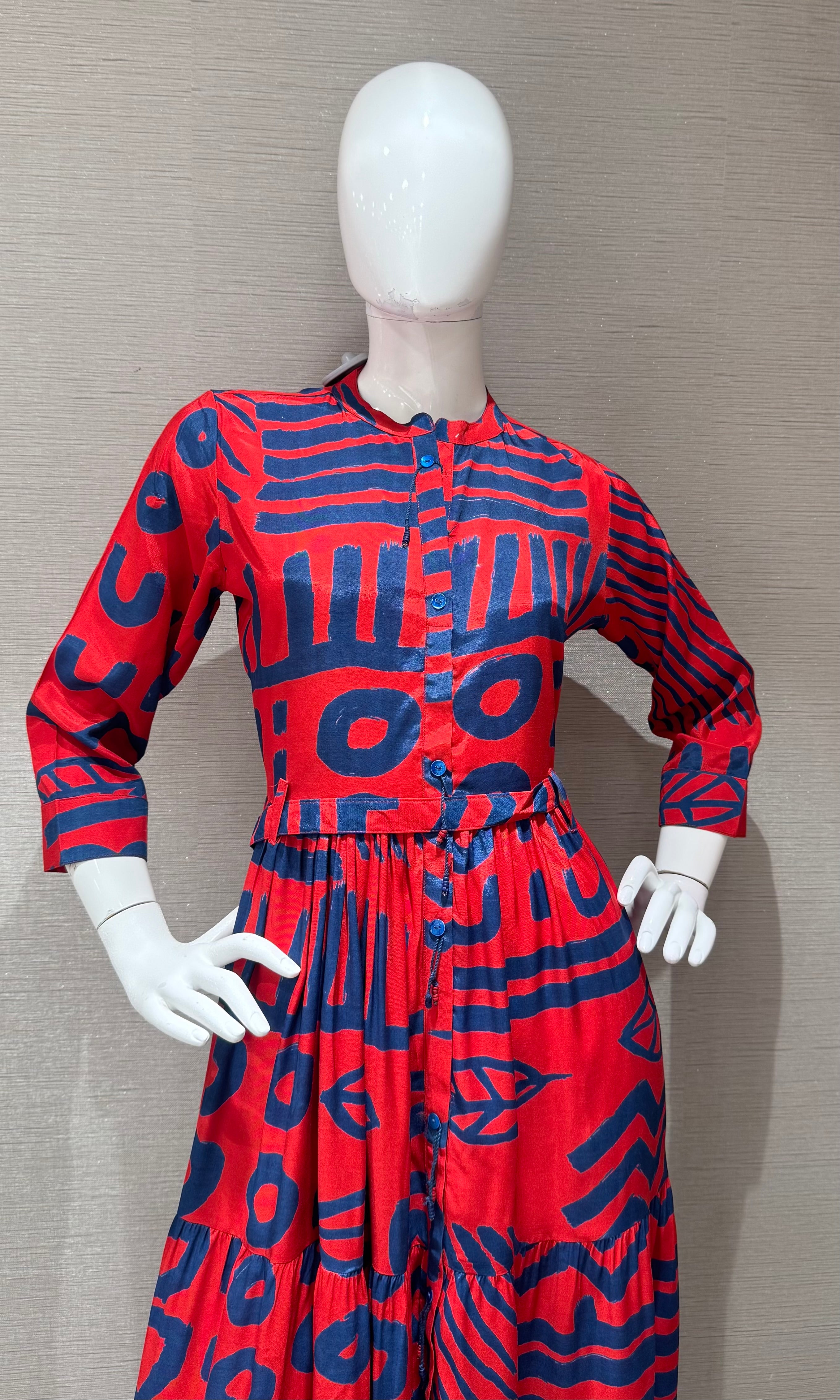 Red and blue patterned Frock