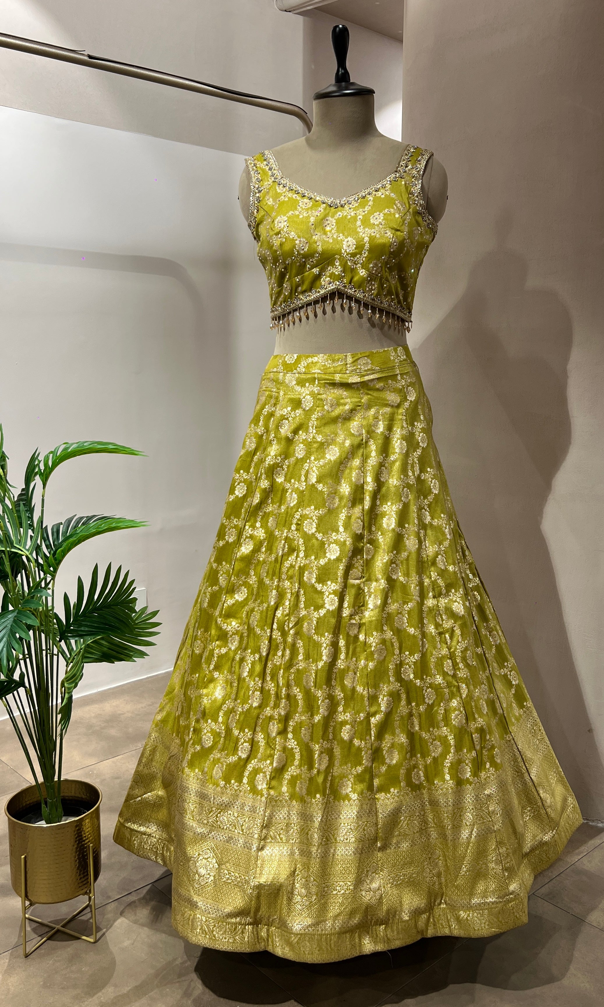 GREEN EMBROIDERED LEHENGA