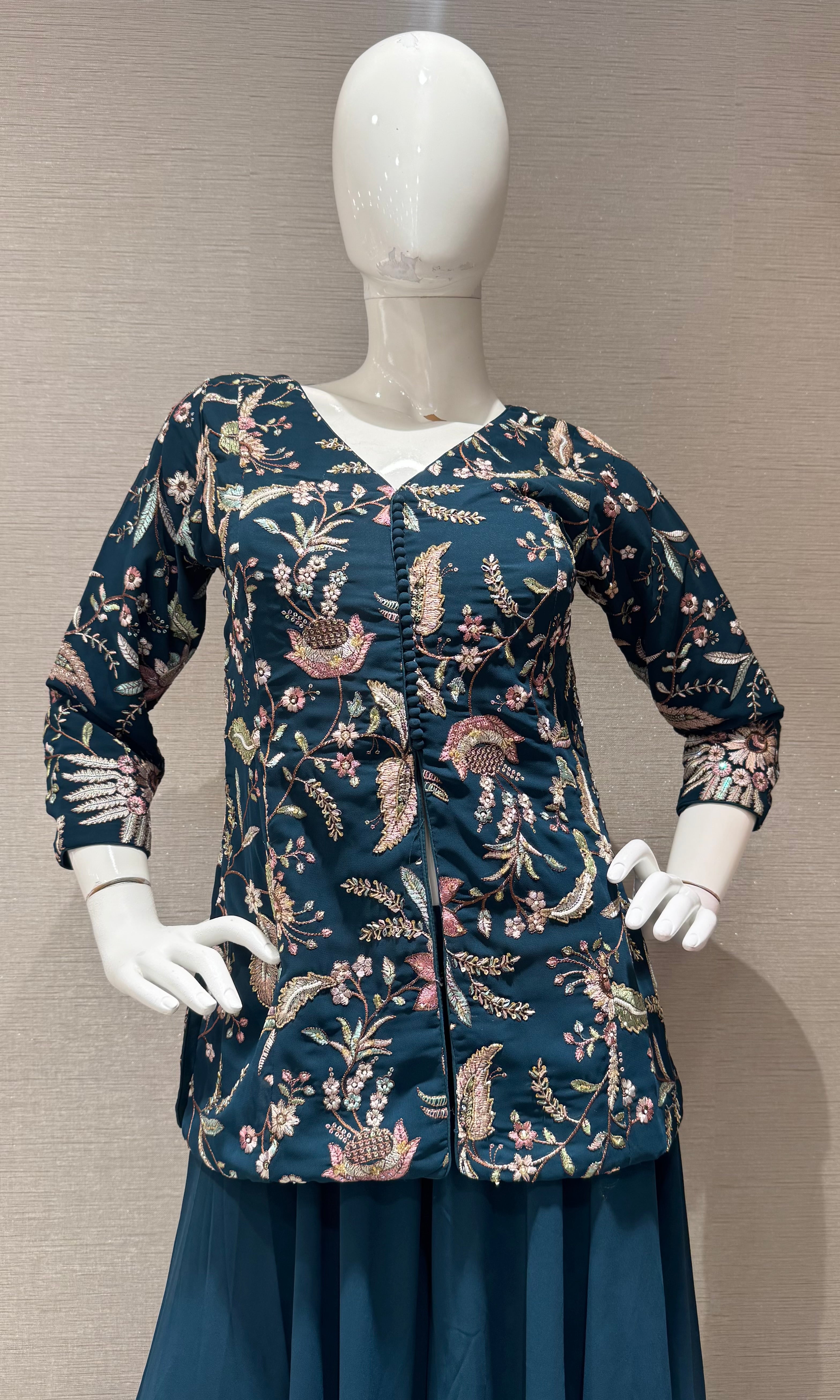 Green Flora Fauna Flared sharara set