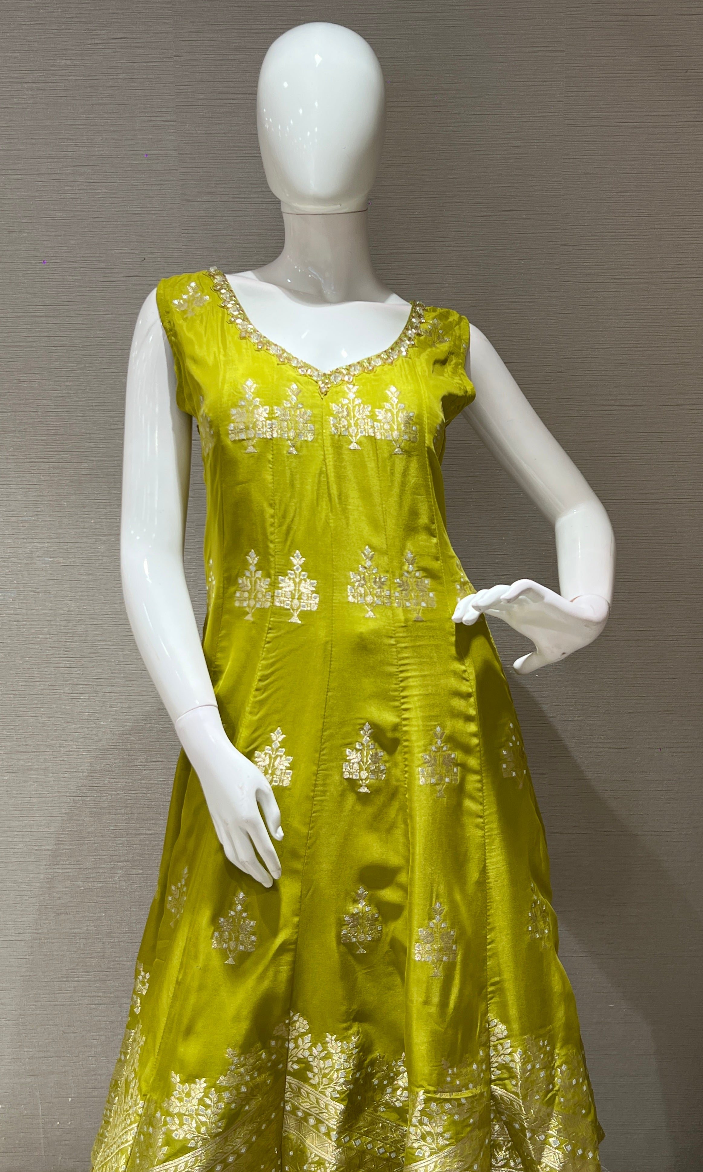 Green Anarkali with palazzo pants