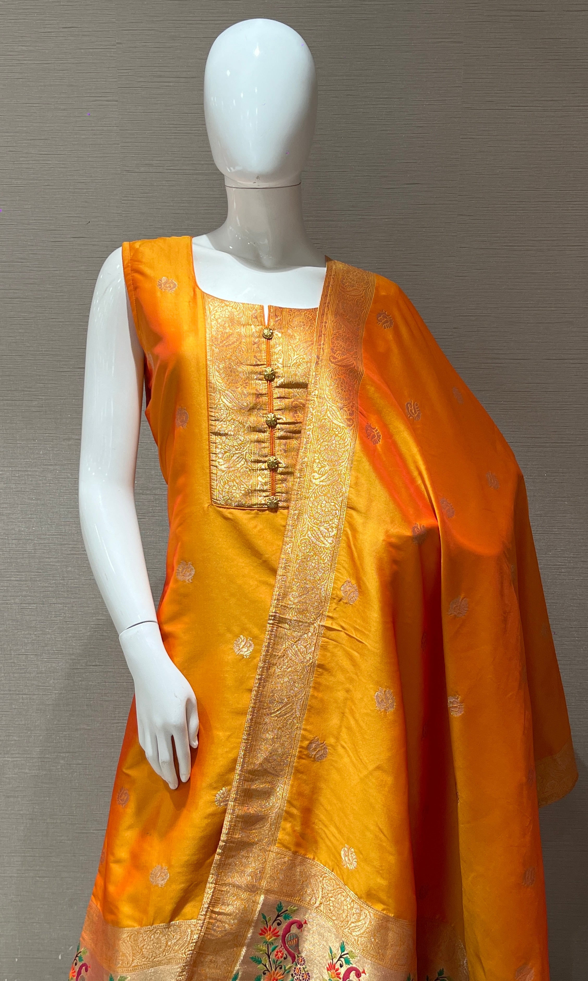 Saffron Glory Banarasi Kurta Set