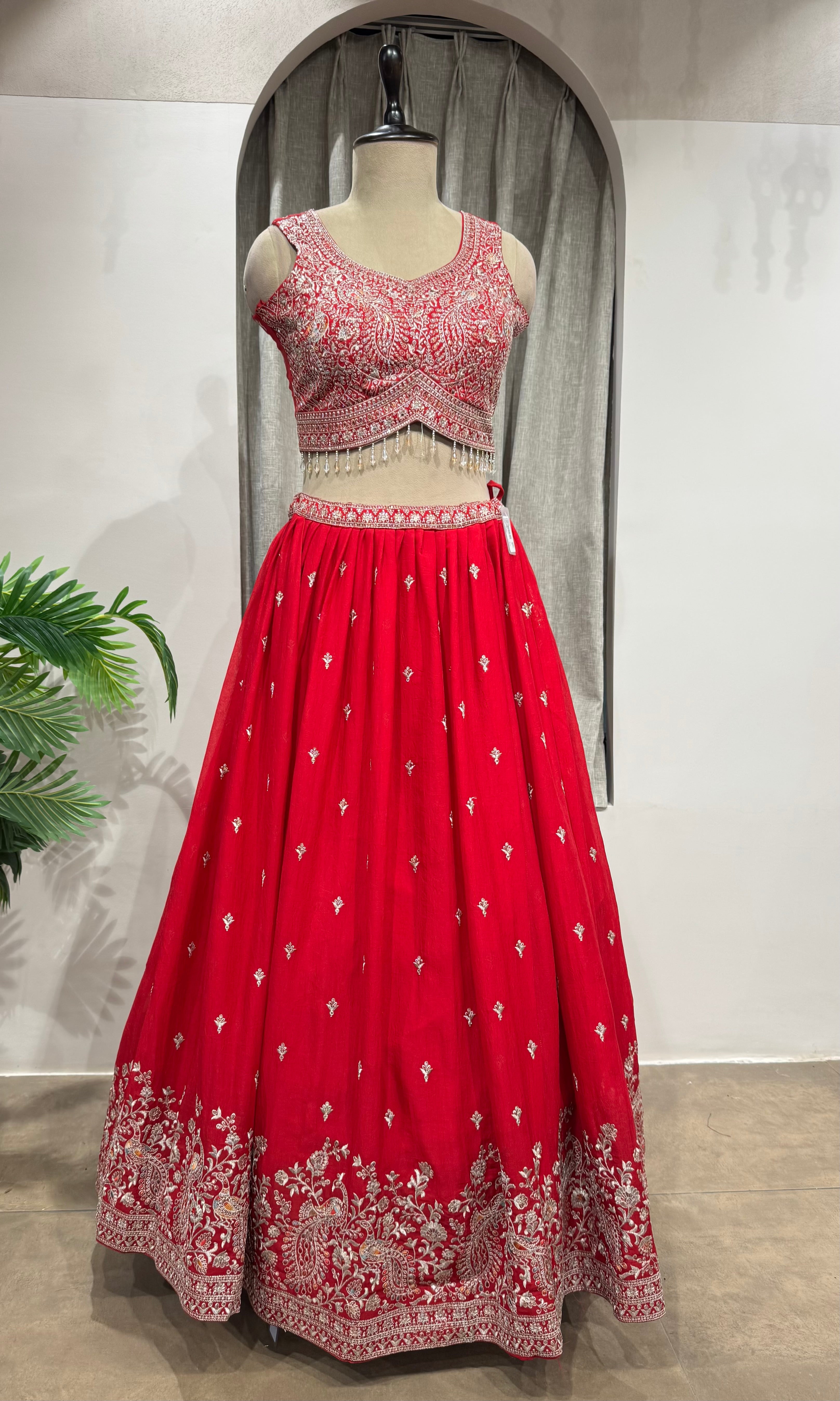 Rani Pink Lehenga with Elaborate Border Embroidery