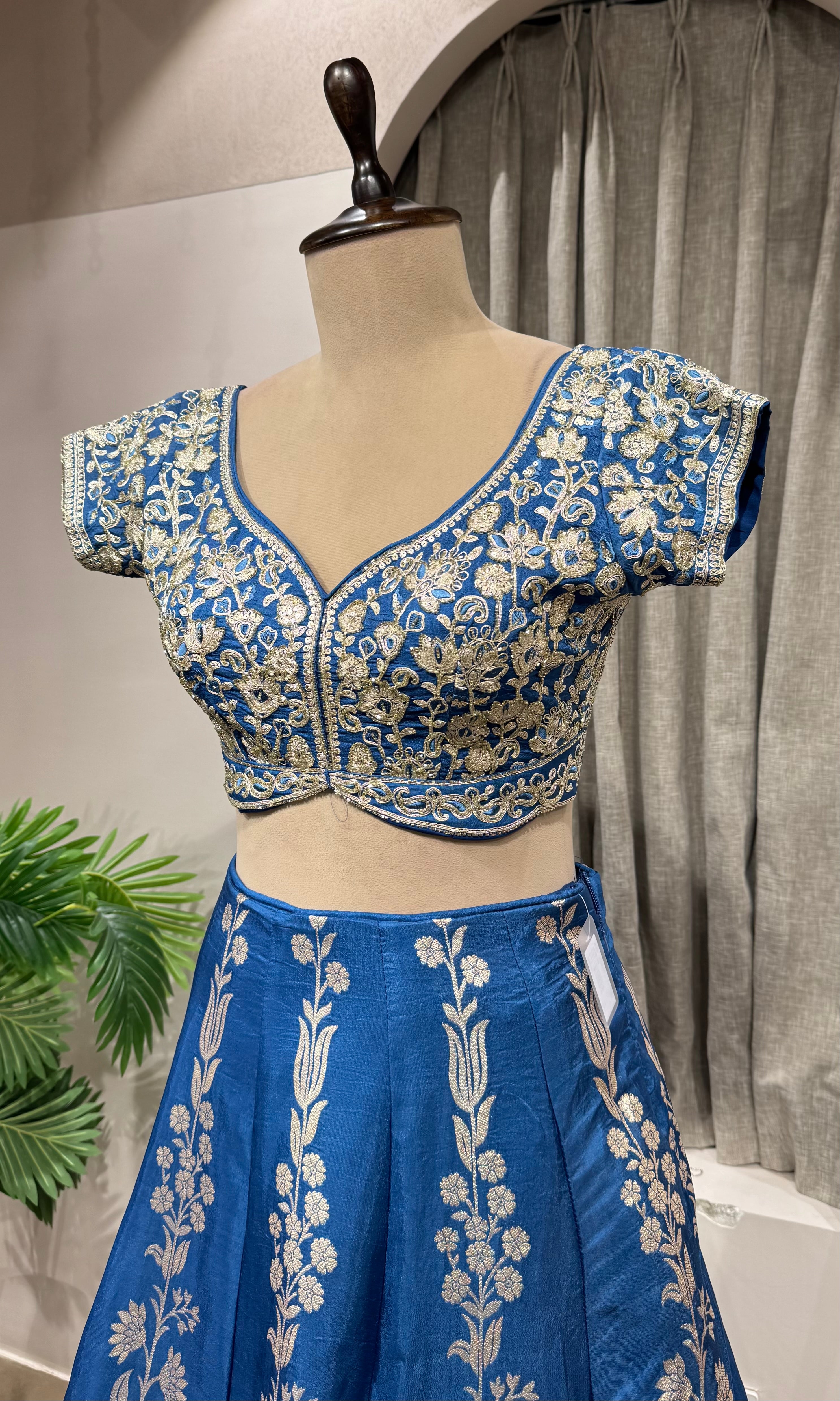BLUE EMBROIDERED BANARASI lehenga