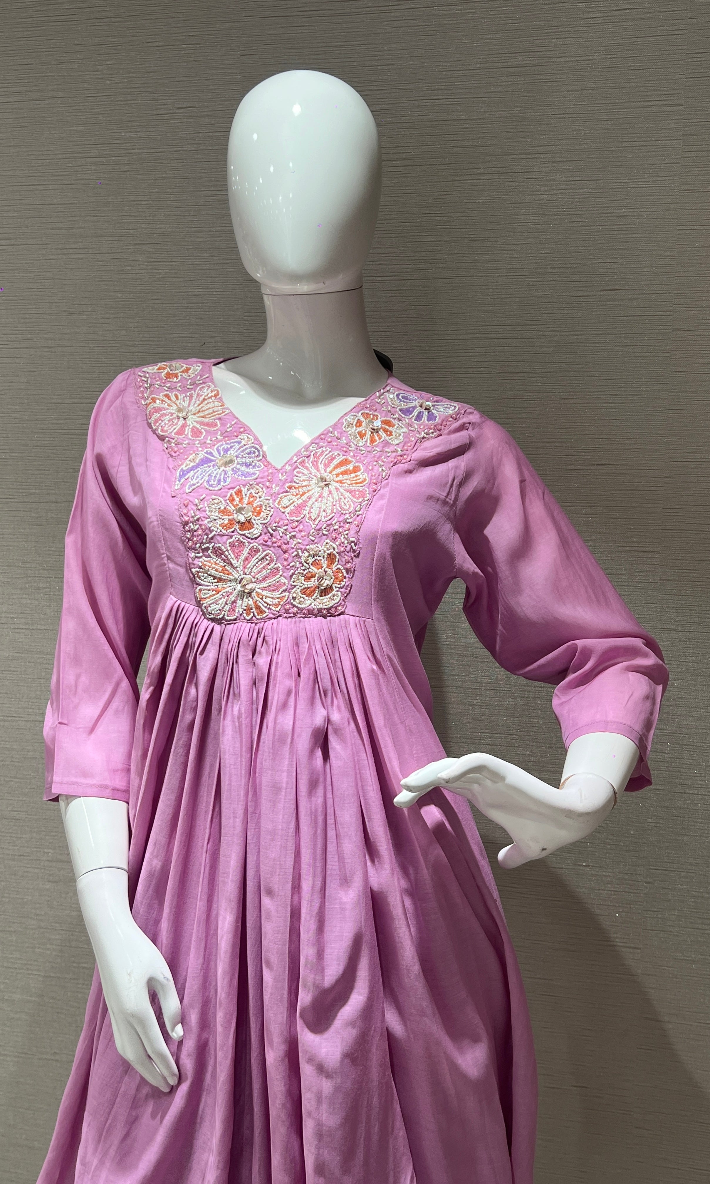 Lavender FLORAL NECKLINE kurta set