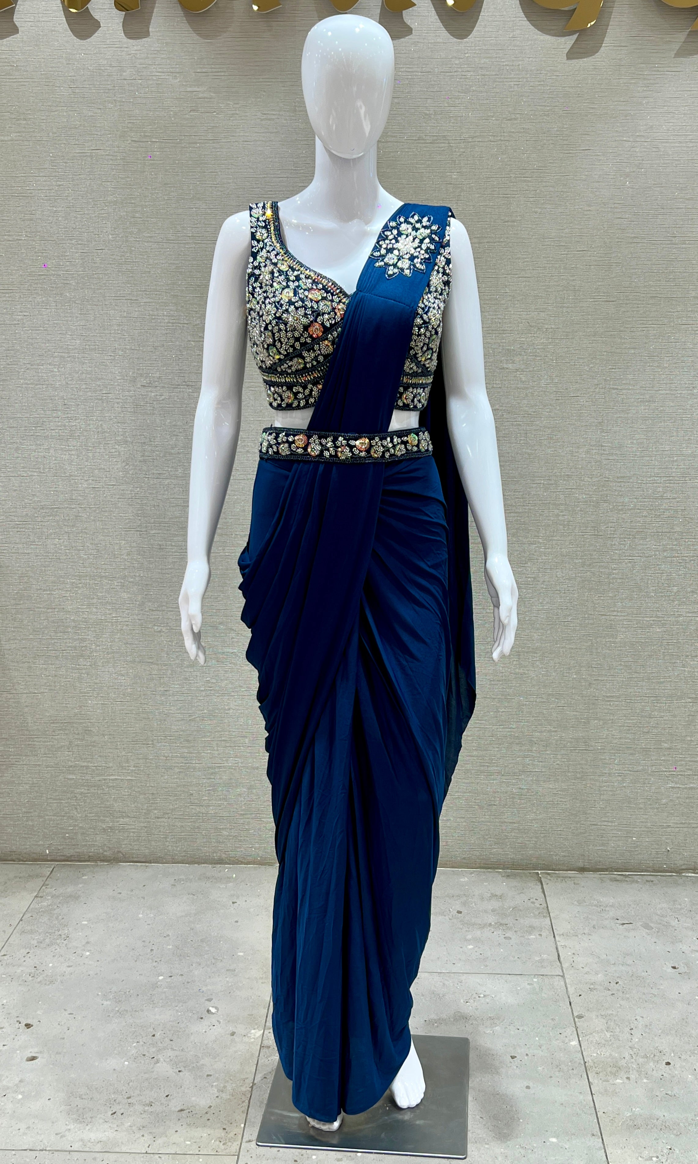 Blue one minute saree