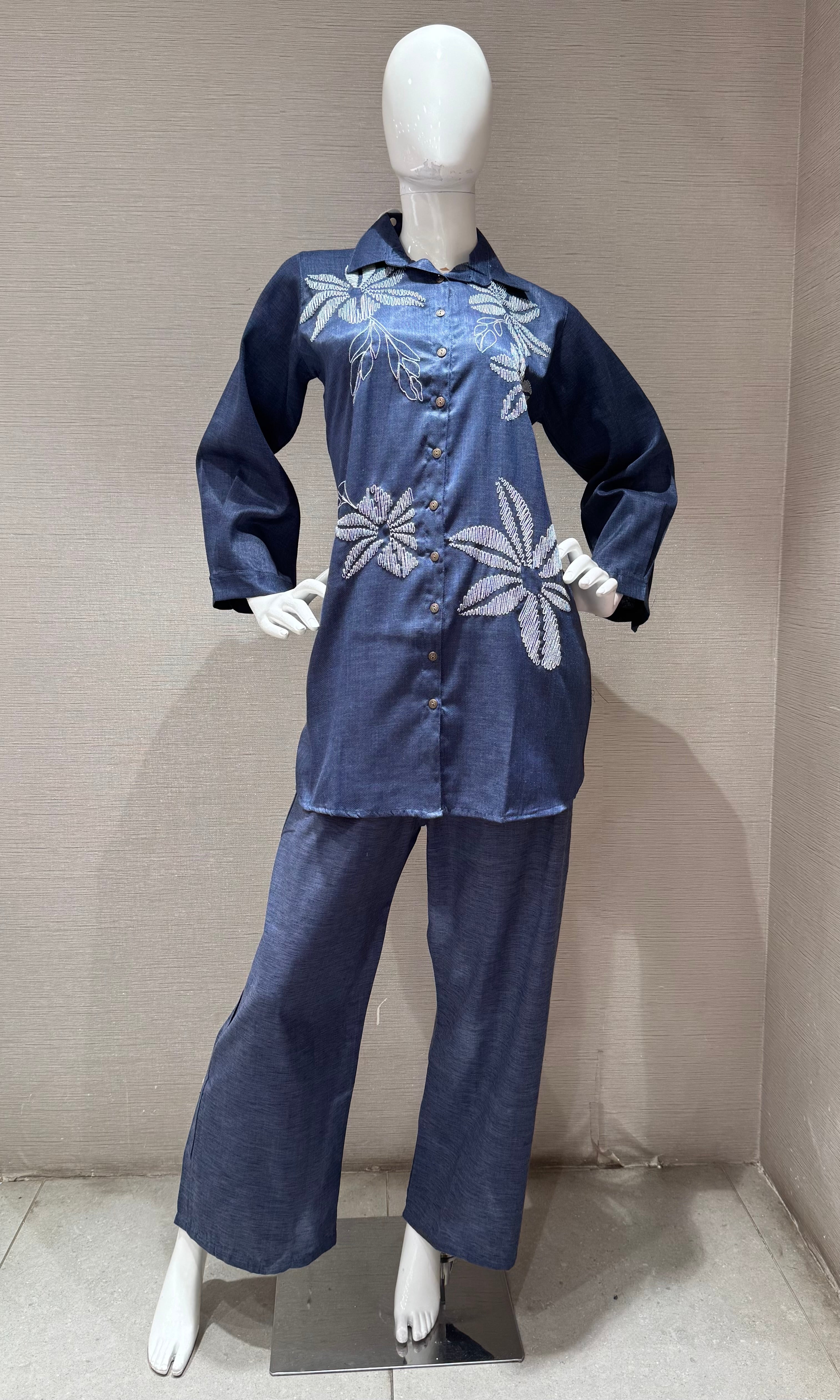 Blue Floral Cord set