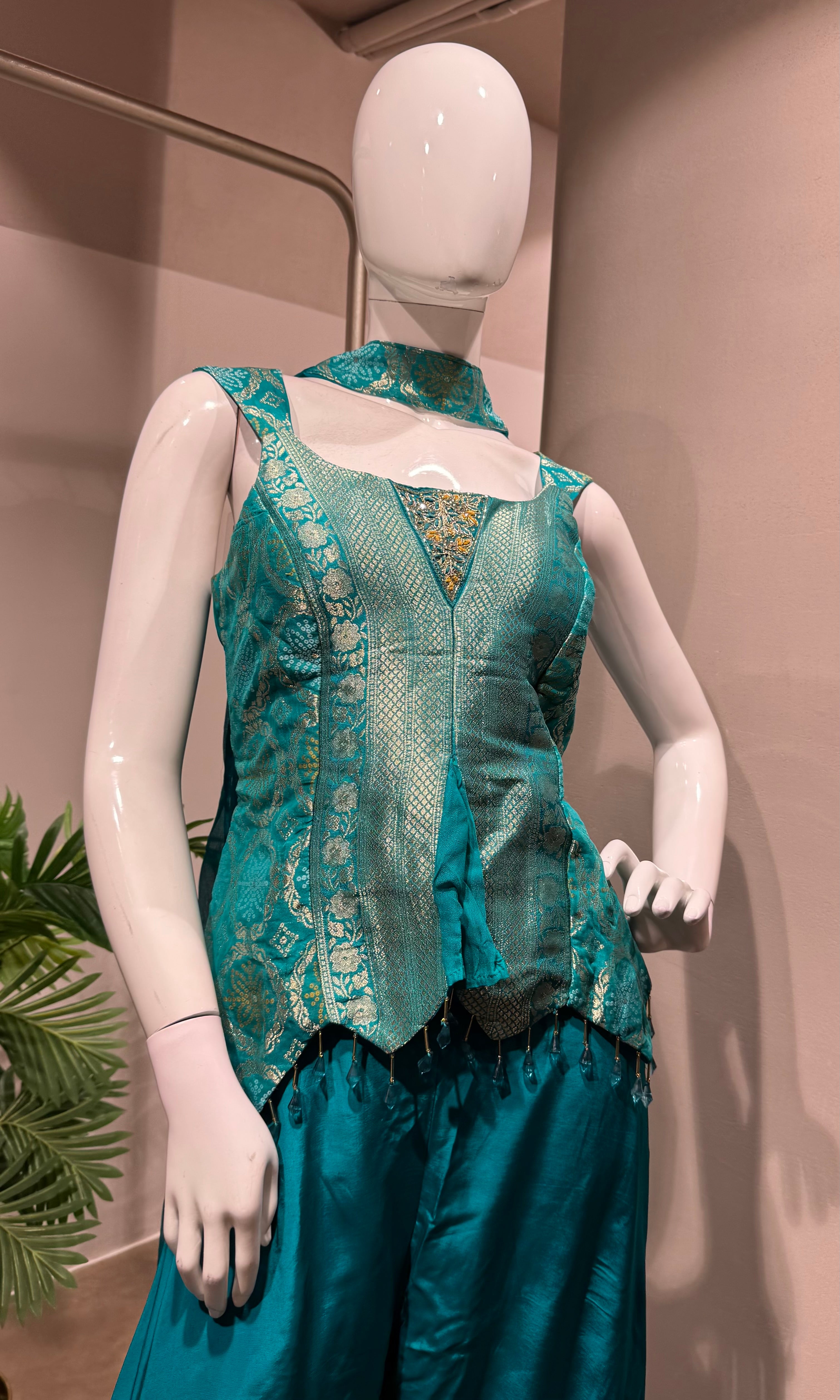 RAMA TISSUE CORSET BLOUSE WITH PALAZZO SET