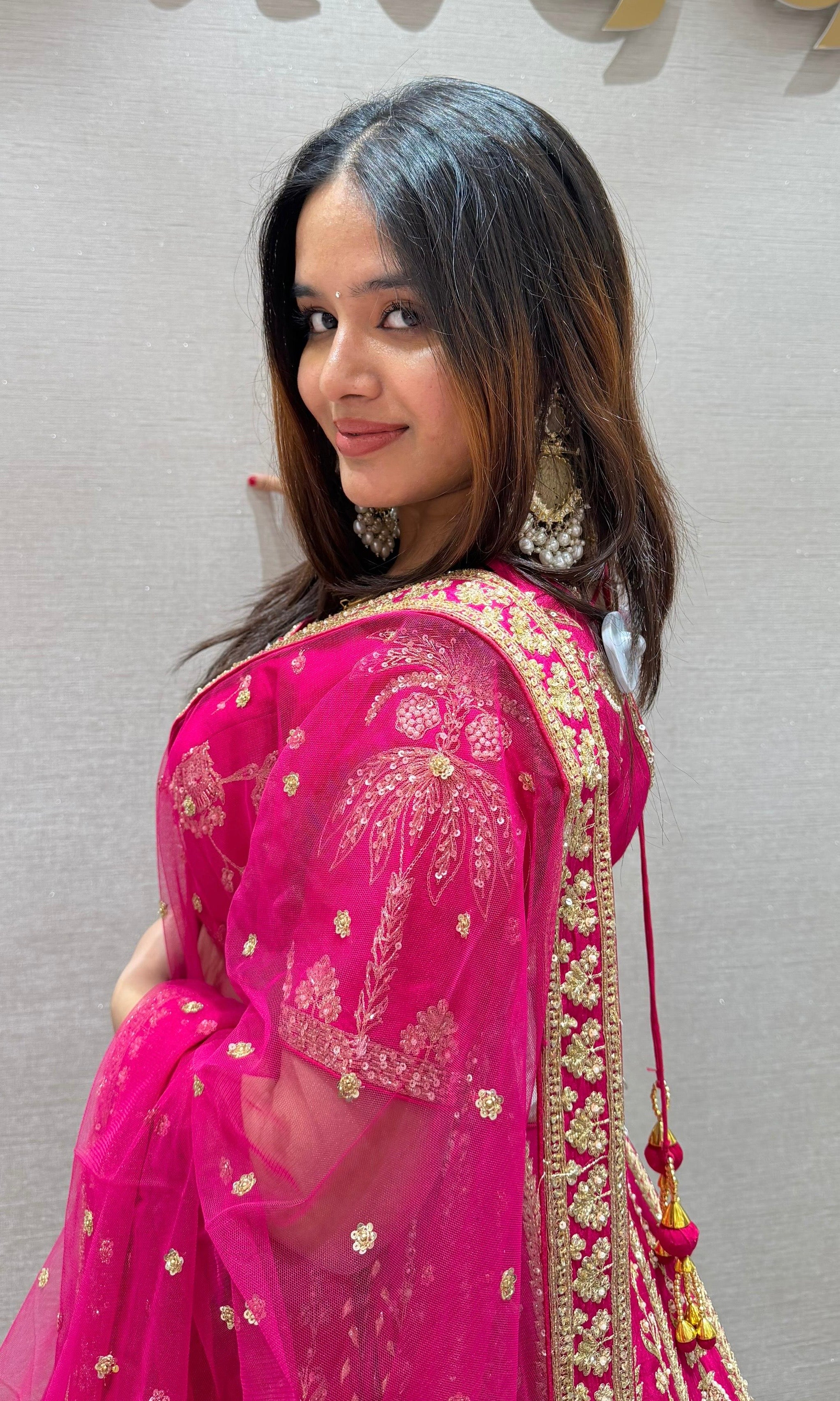 Pink GOLDEN INTRICATE EMBROIDERED Lehenga