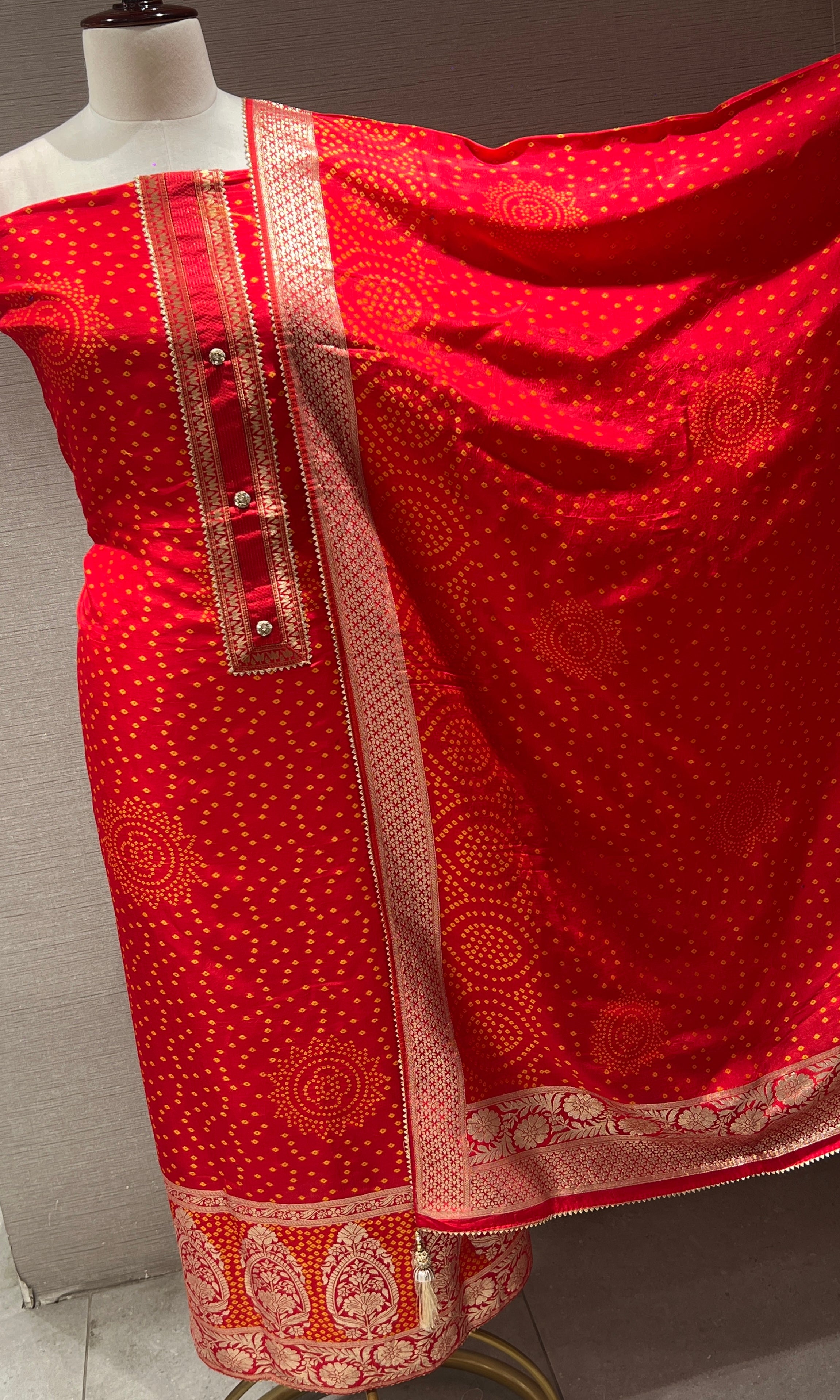 Red dress material (party wear)