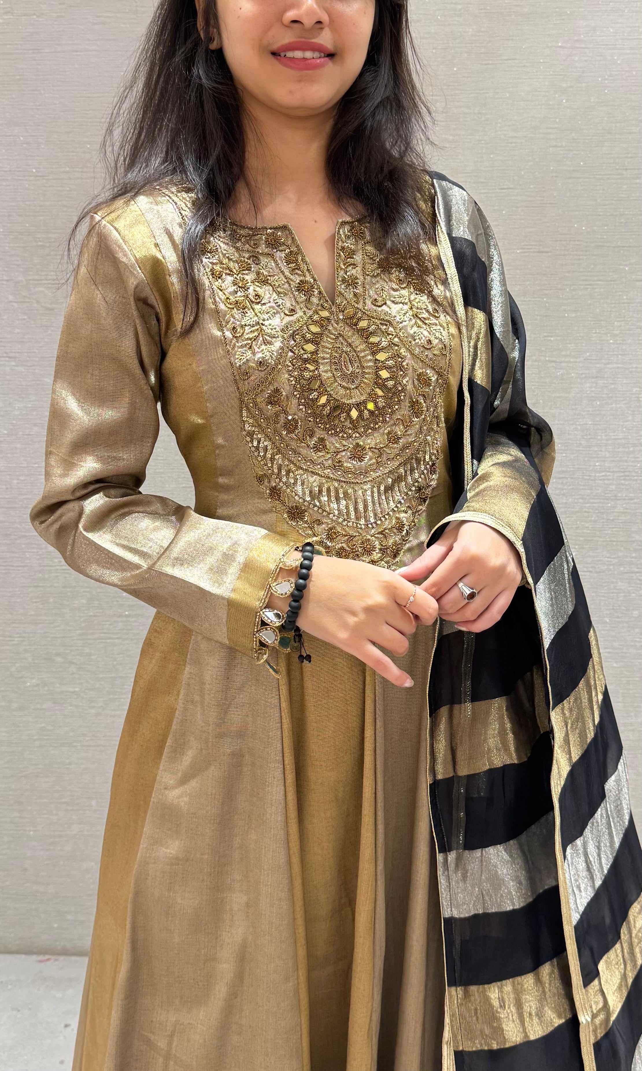 Gold EMBROIDERED Anarkali SET