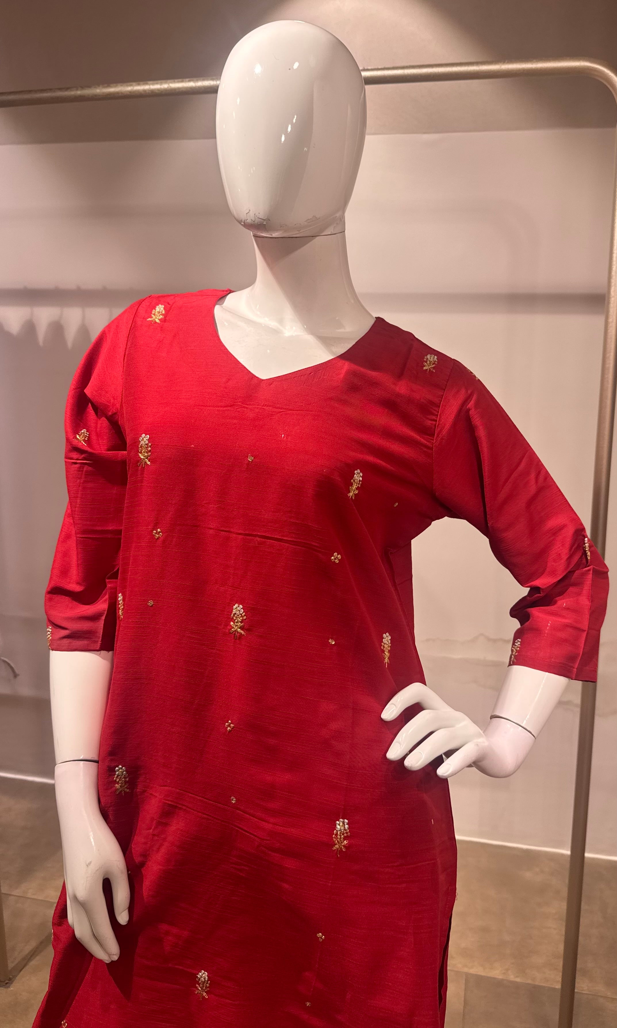 RUST Elegance Silk Blend Kurta Set with Dupatta