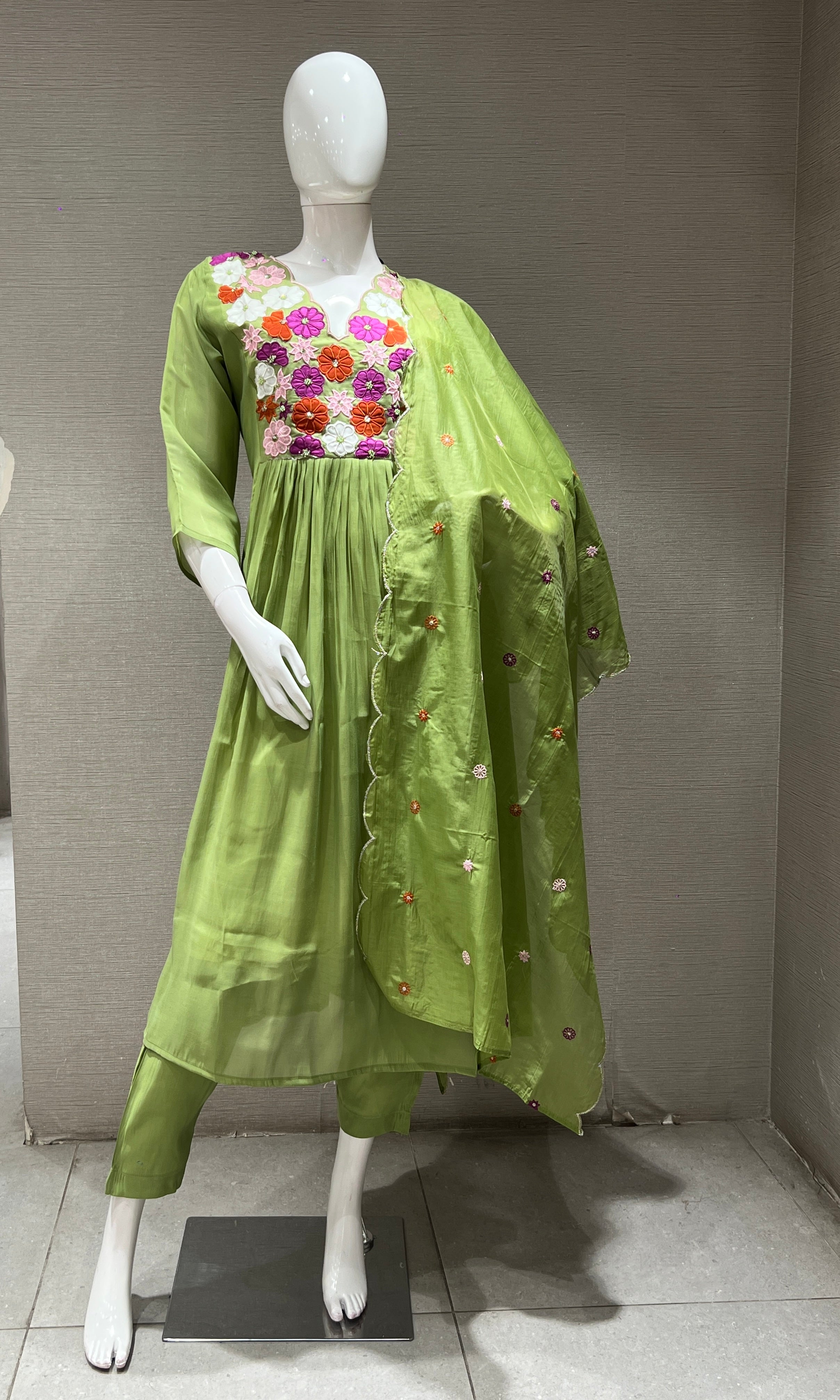 Green Floral KURTA SET