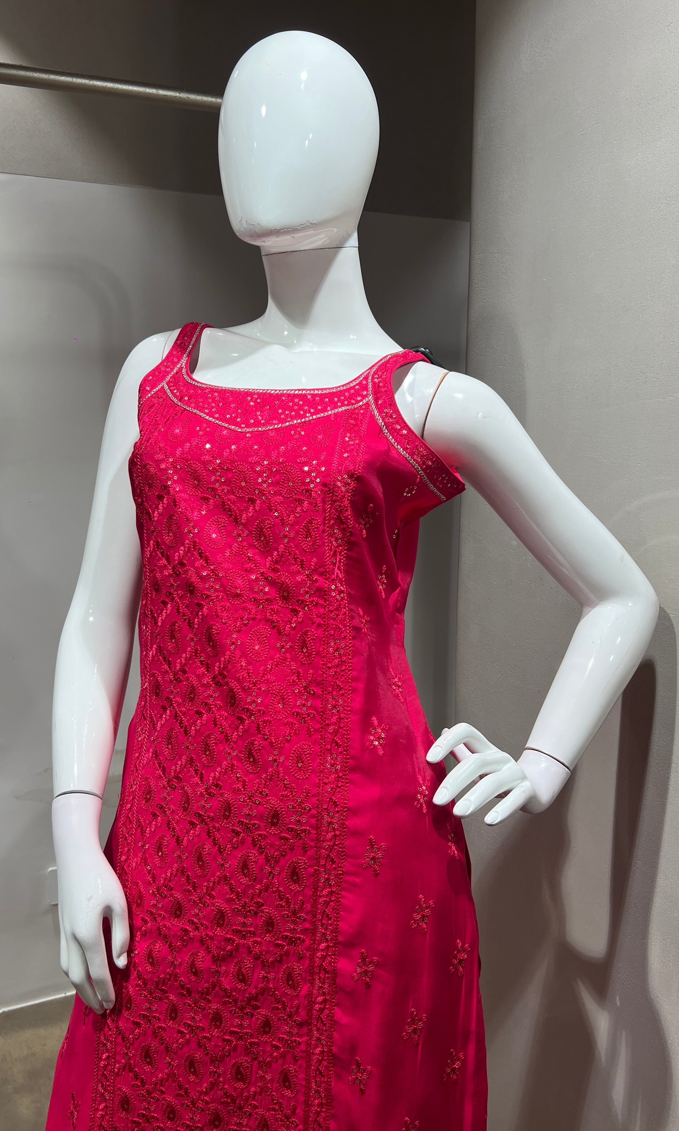 pink Georgette Straight Suit with Dupatta
