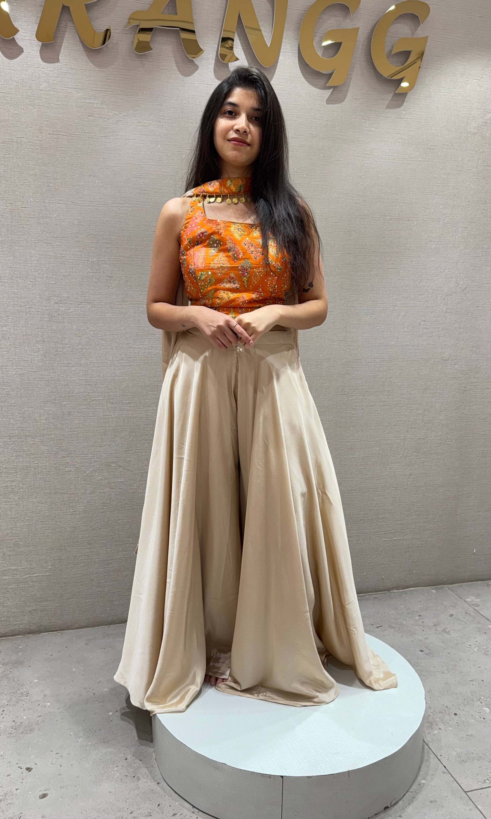 MUSTARD YELLOW Embroidered Palazzo