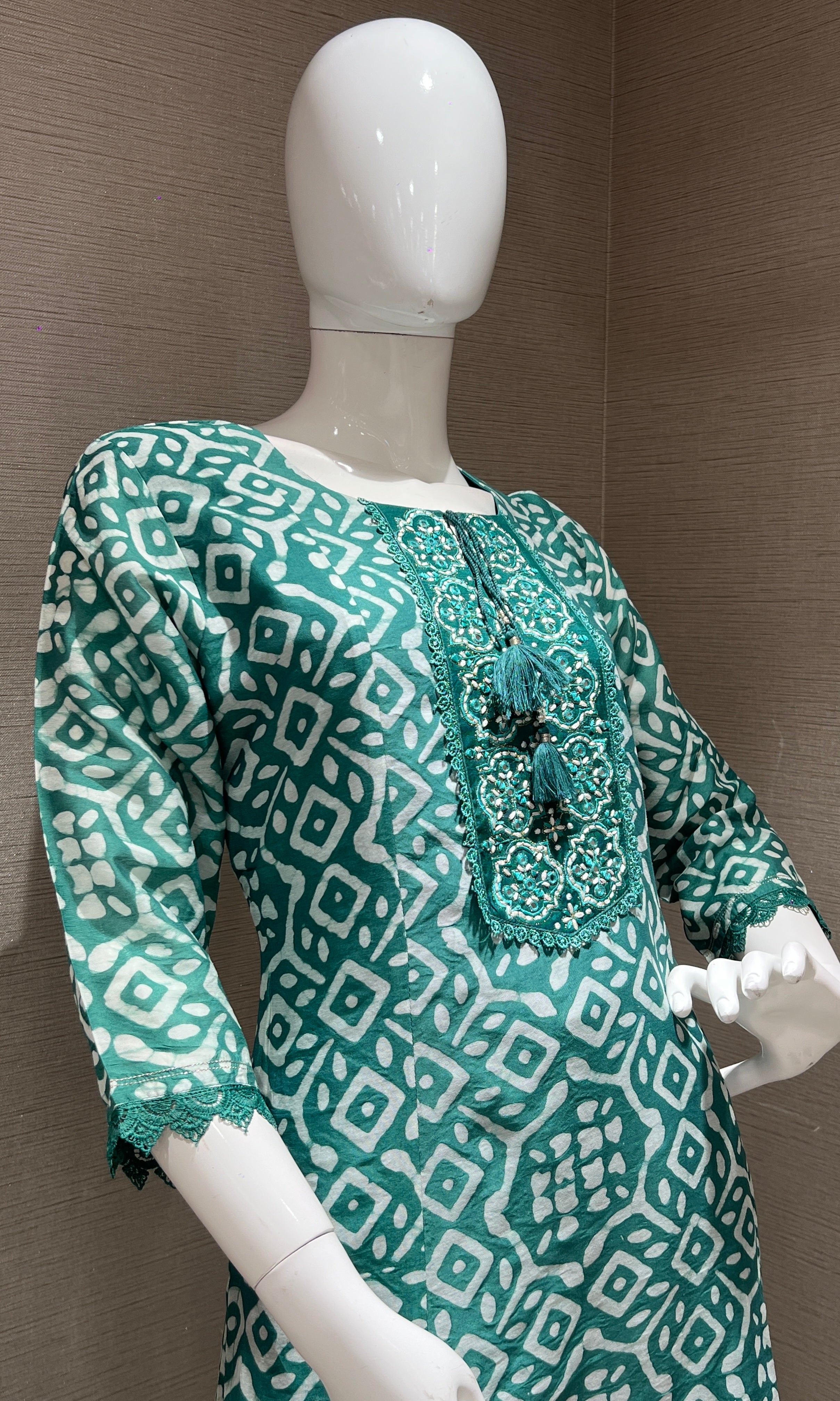 Rama green Kurti top with bottom