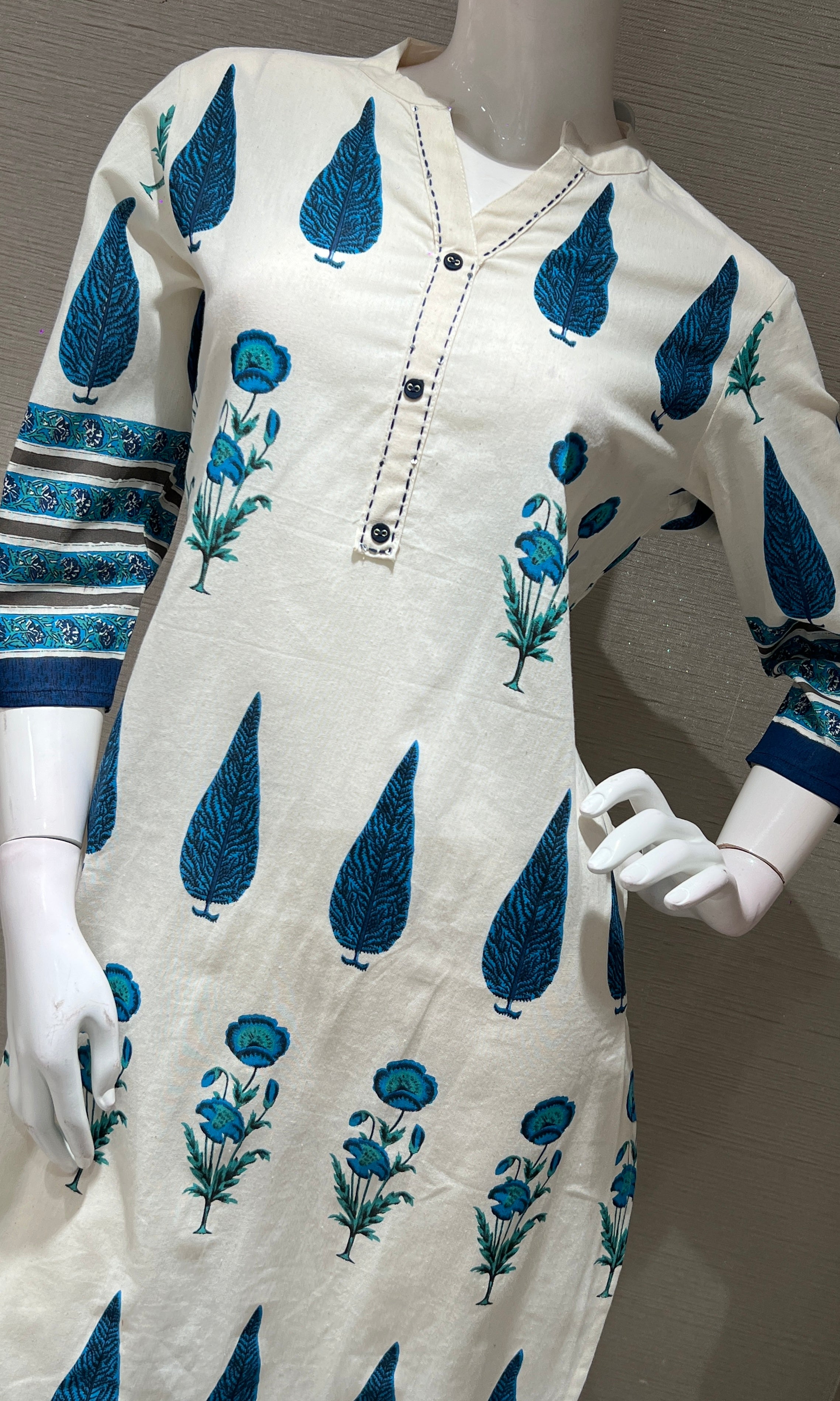 Cream ETHNIC PRINTED kurta set