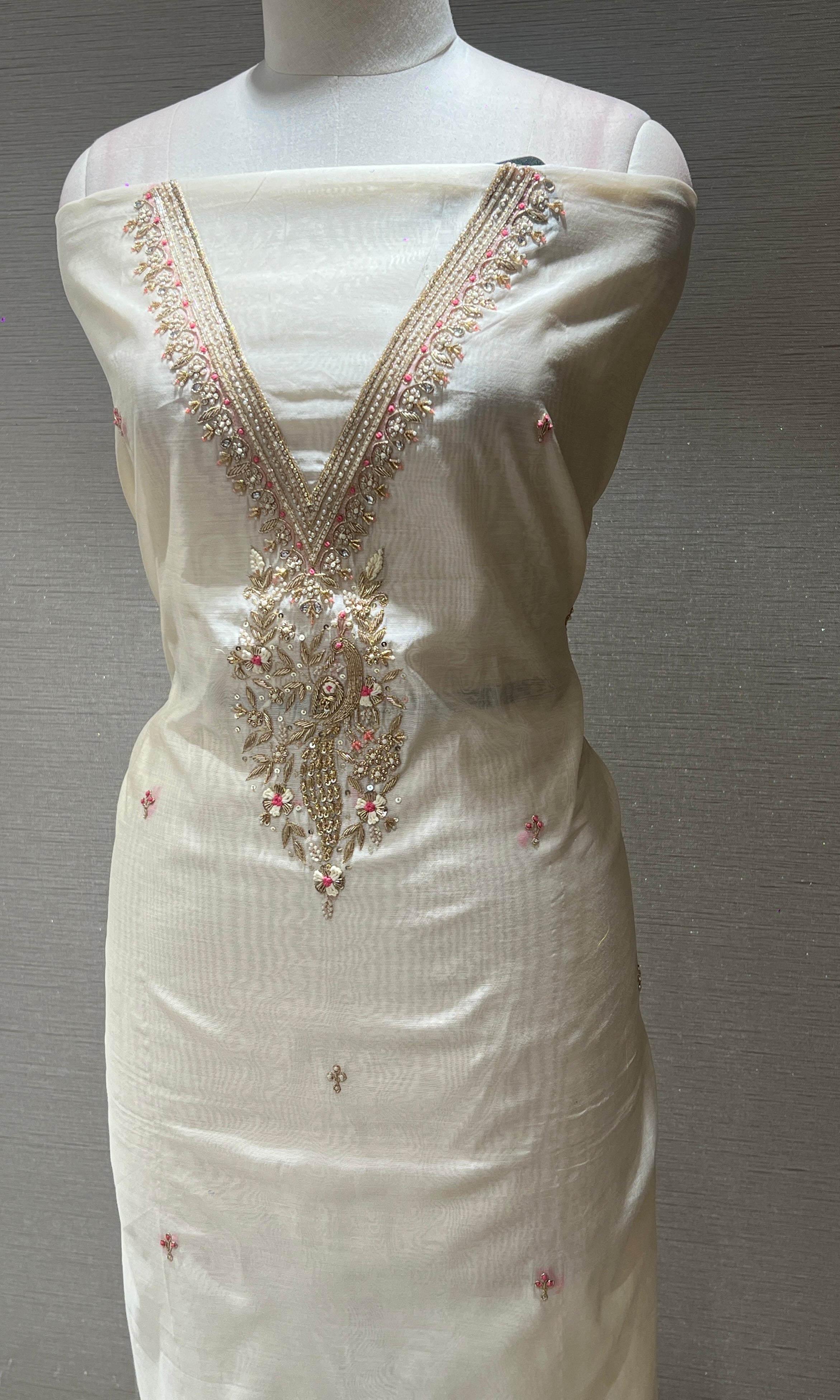 Ivory dress material (party wear)