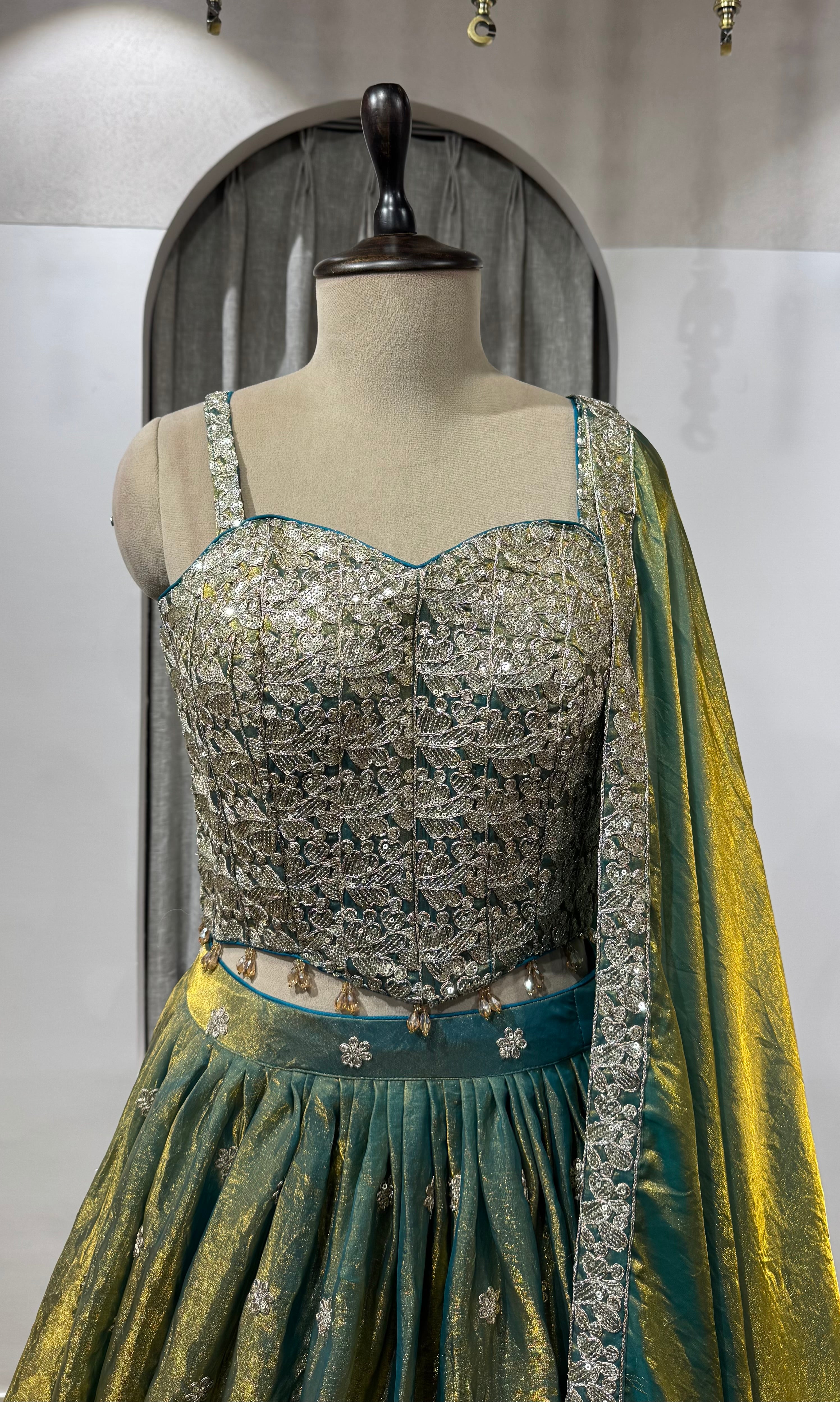 Green Tissue Silk Elegance lehenga set