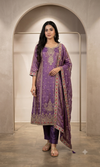 Lilac Silk Embroidered Kurta Suit with Dupatta