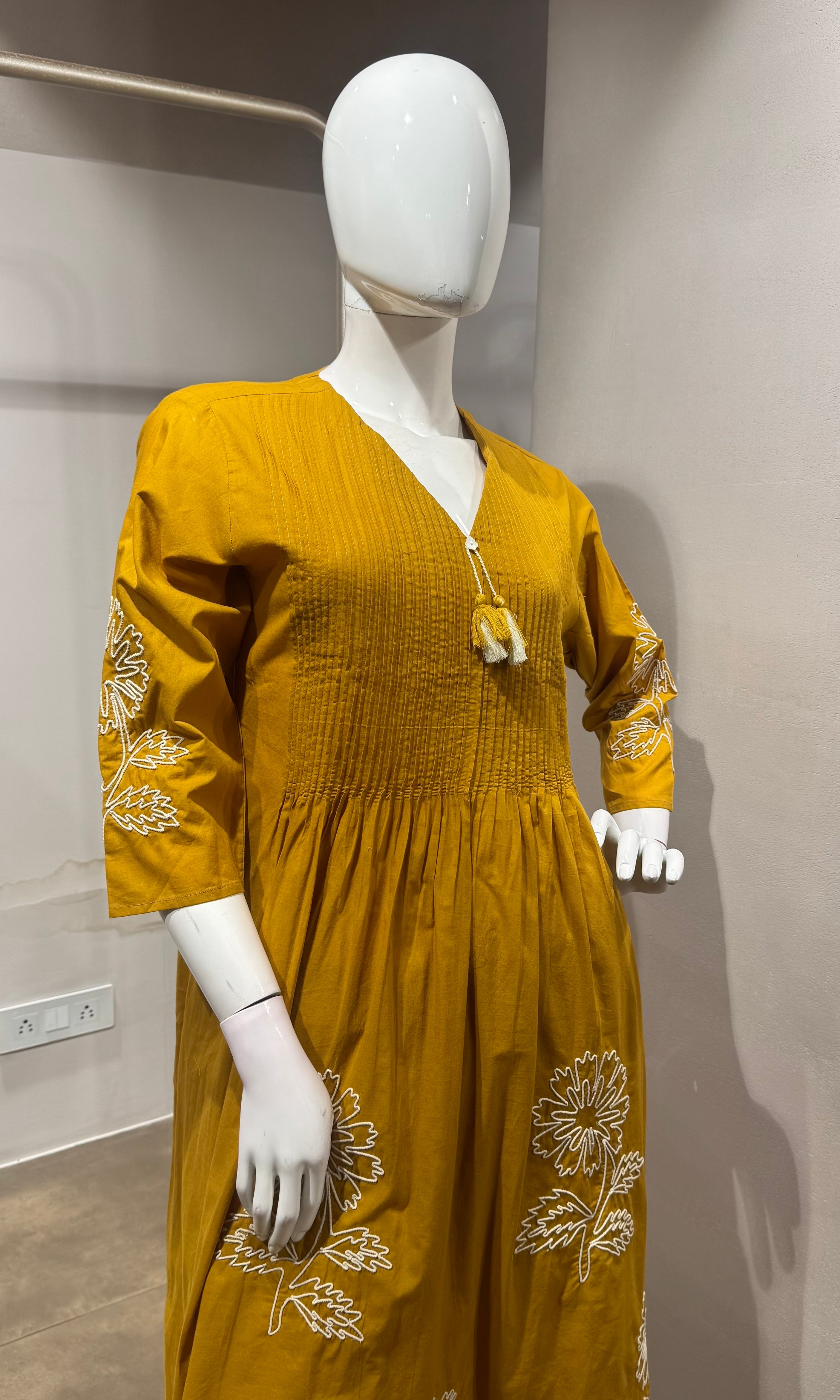 Mustard Embroidered Kurta Set with Dupatta
