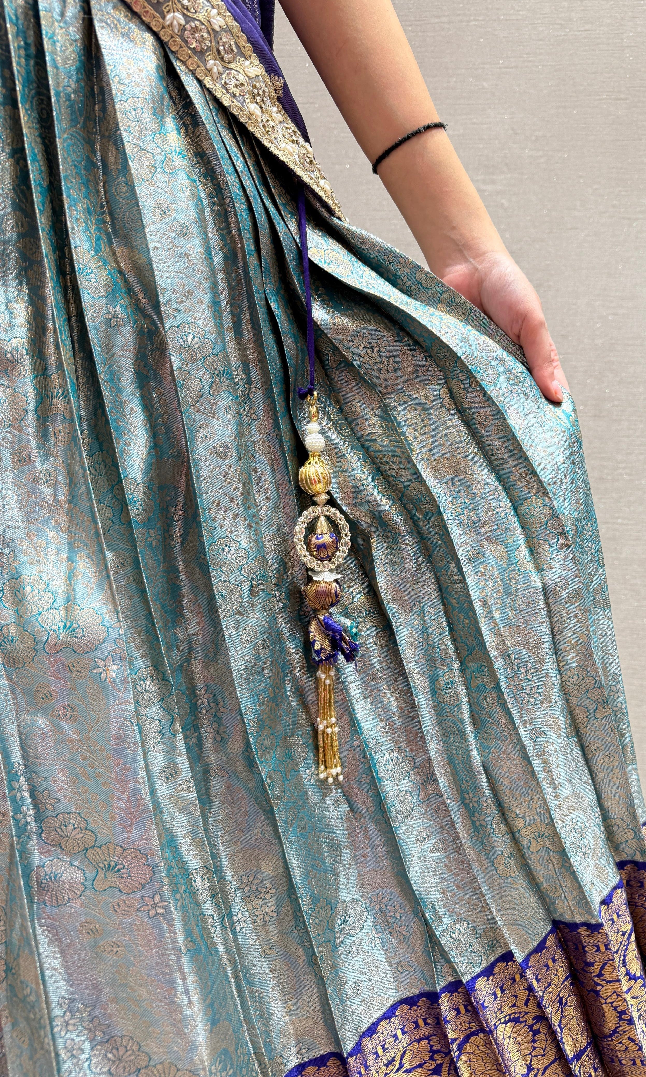 Purple pattu Lehenga
