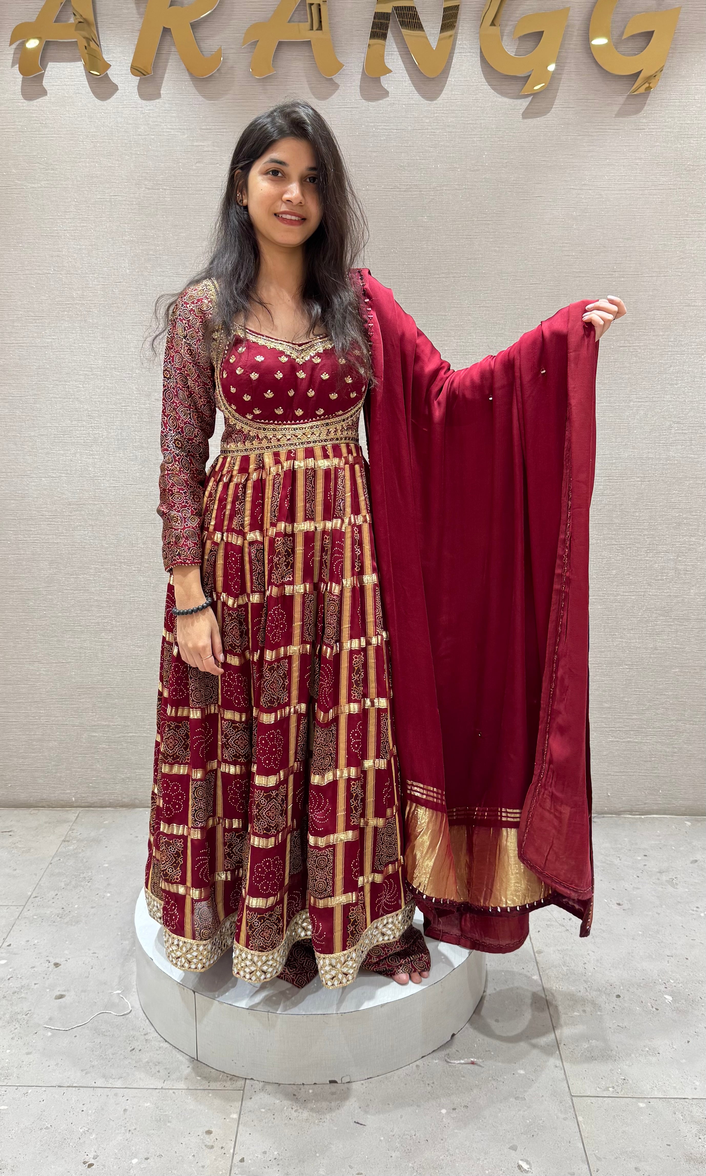 Maroon GOLDEN EMBROIDERED ANARKALI