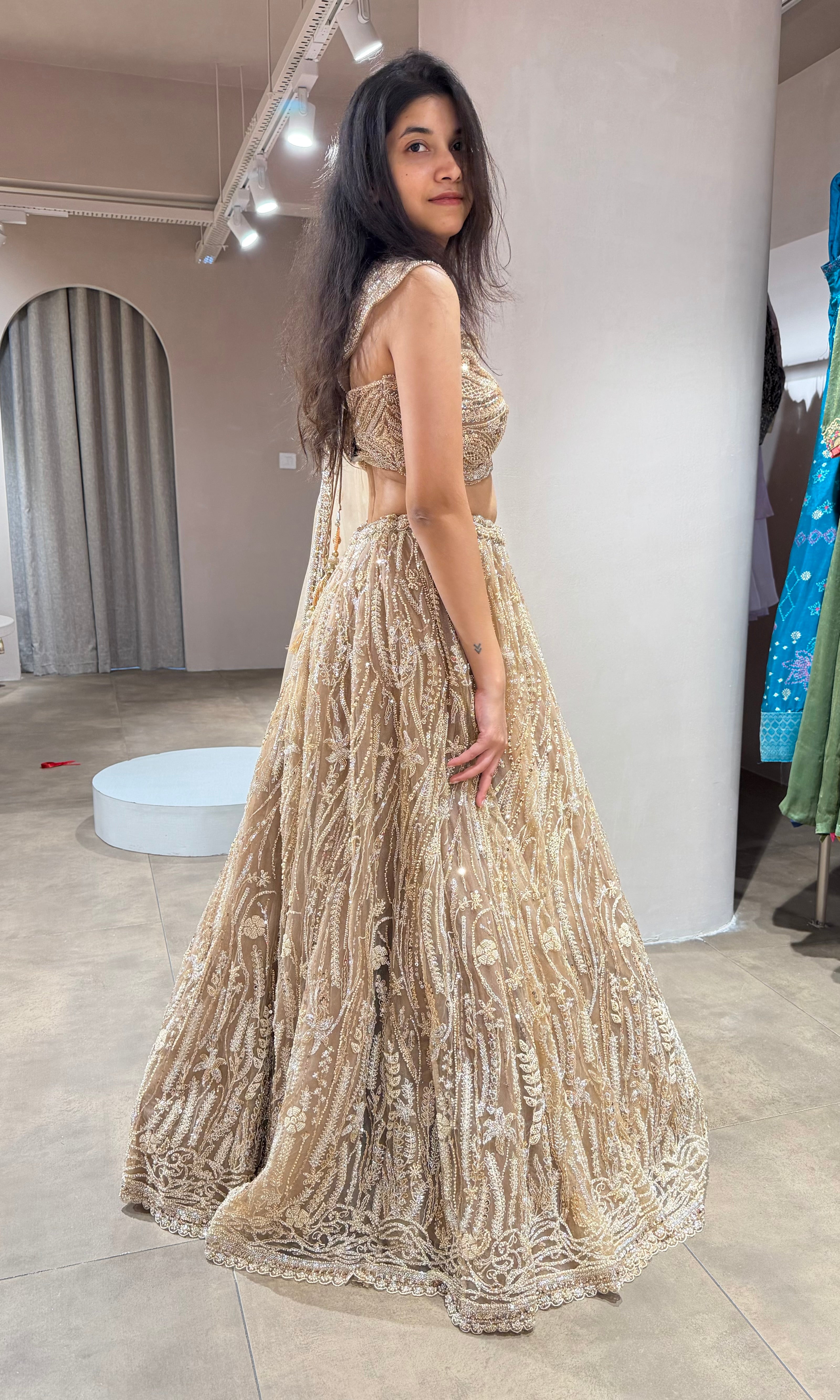 Gold EMBROIDERY Lehenga WITH BLOUSE