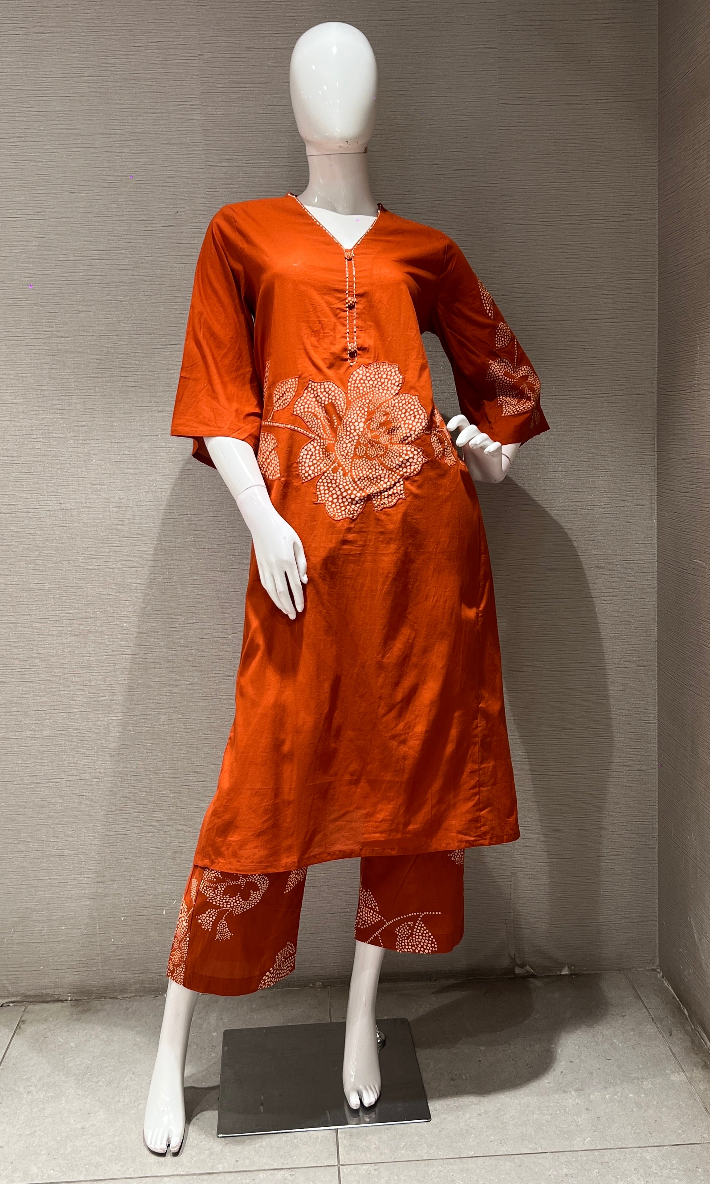 Rust FLORAL EMBROIDERY kurta set