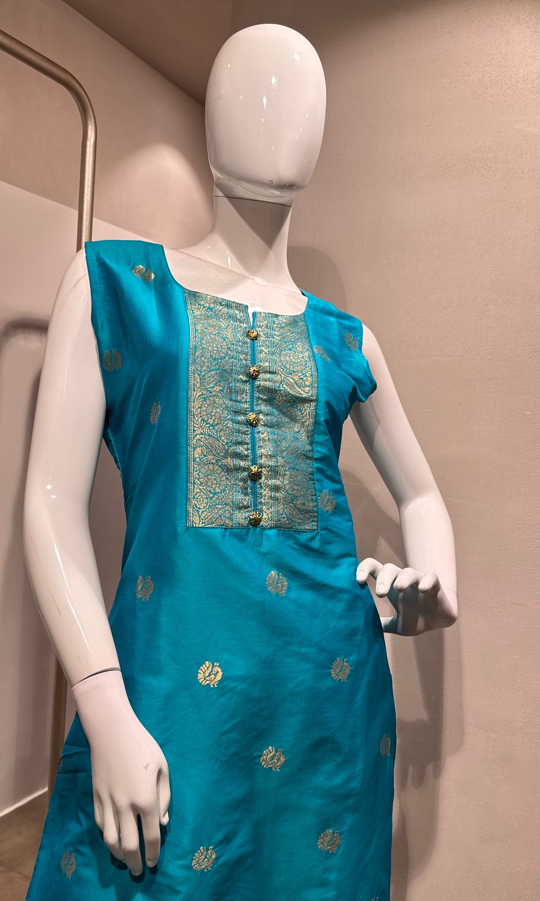 Rama Blue Embroidered Kurta with Dupatta