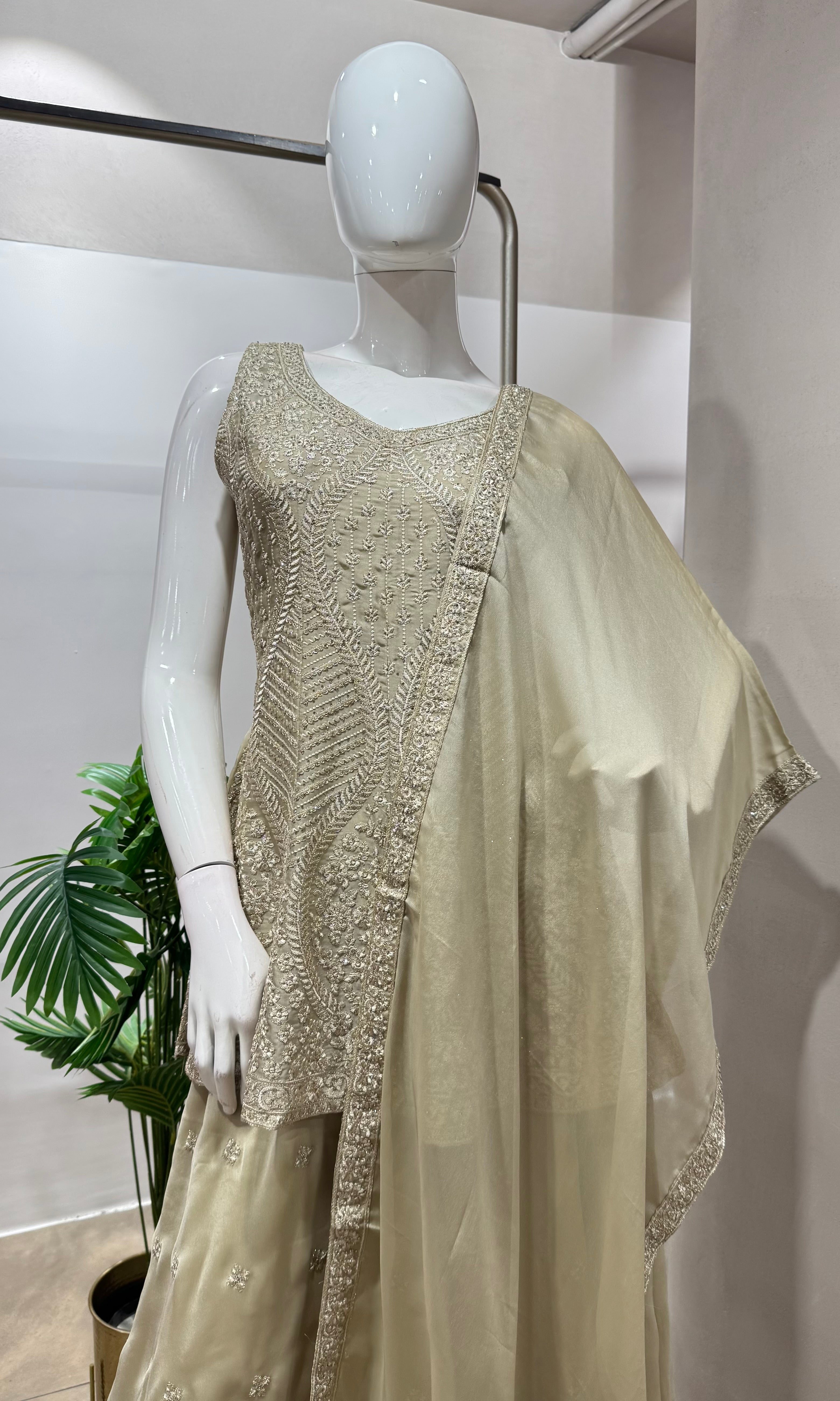 Grey ethnic palazzo set