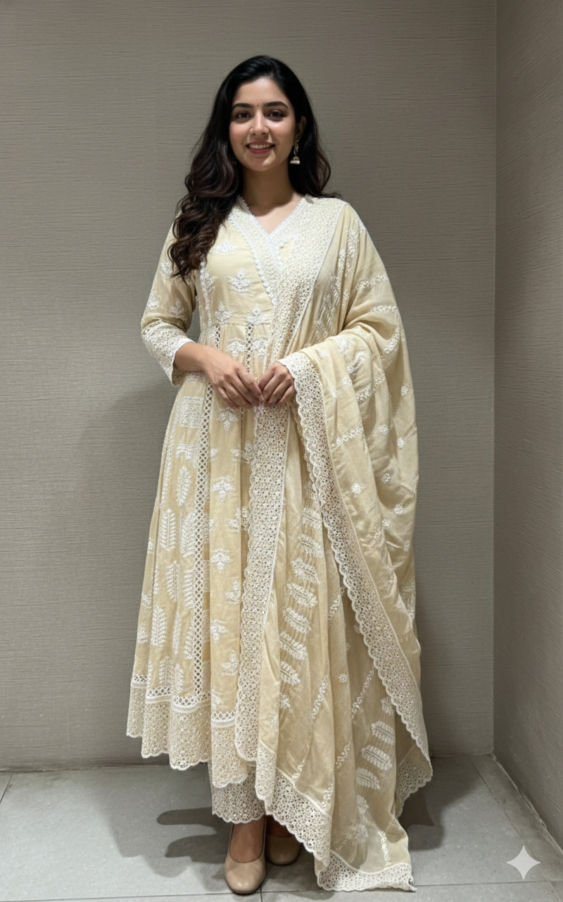 BEGIE Chikankari Anarkali kurta set