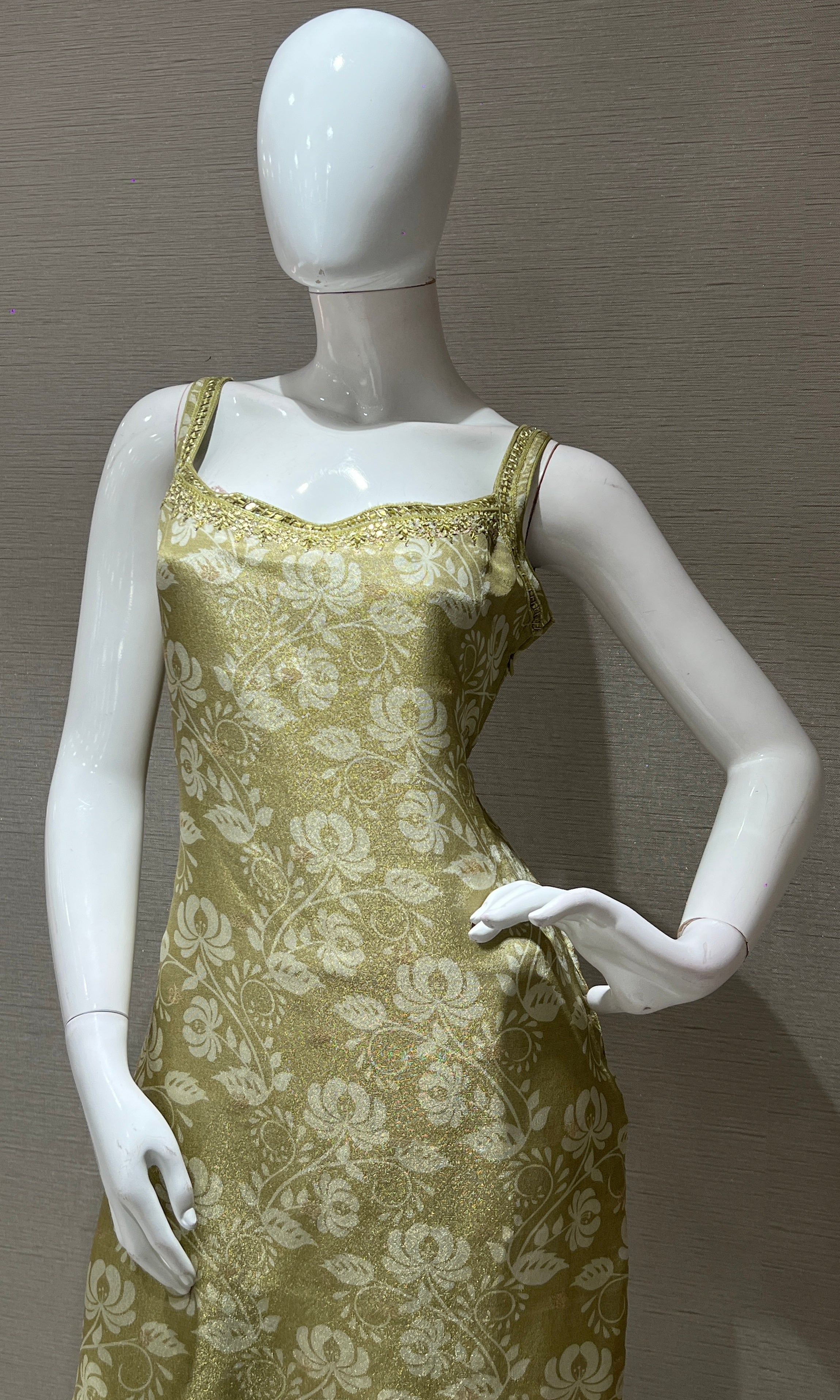 Light Golden Green Brocade Kurta Set