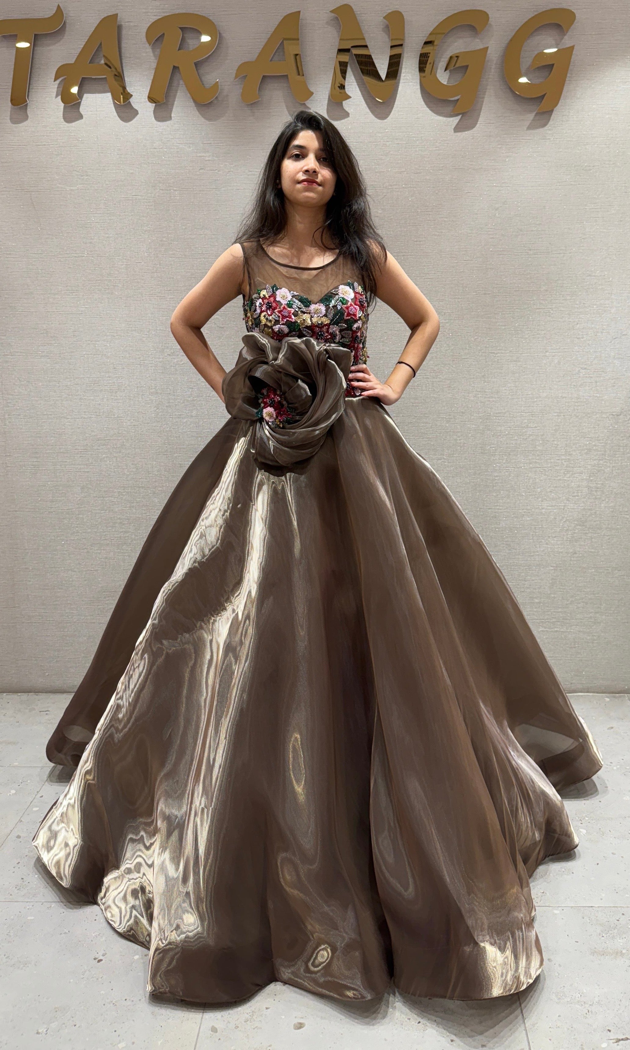 Champagne Dream Floral Ball Gown