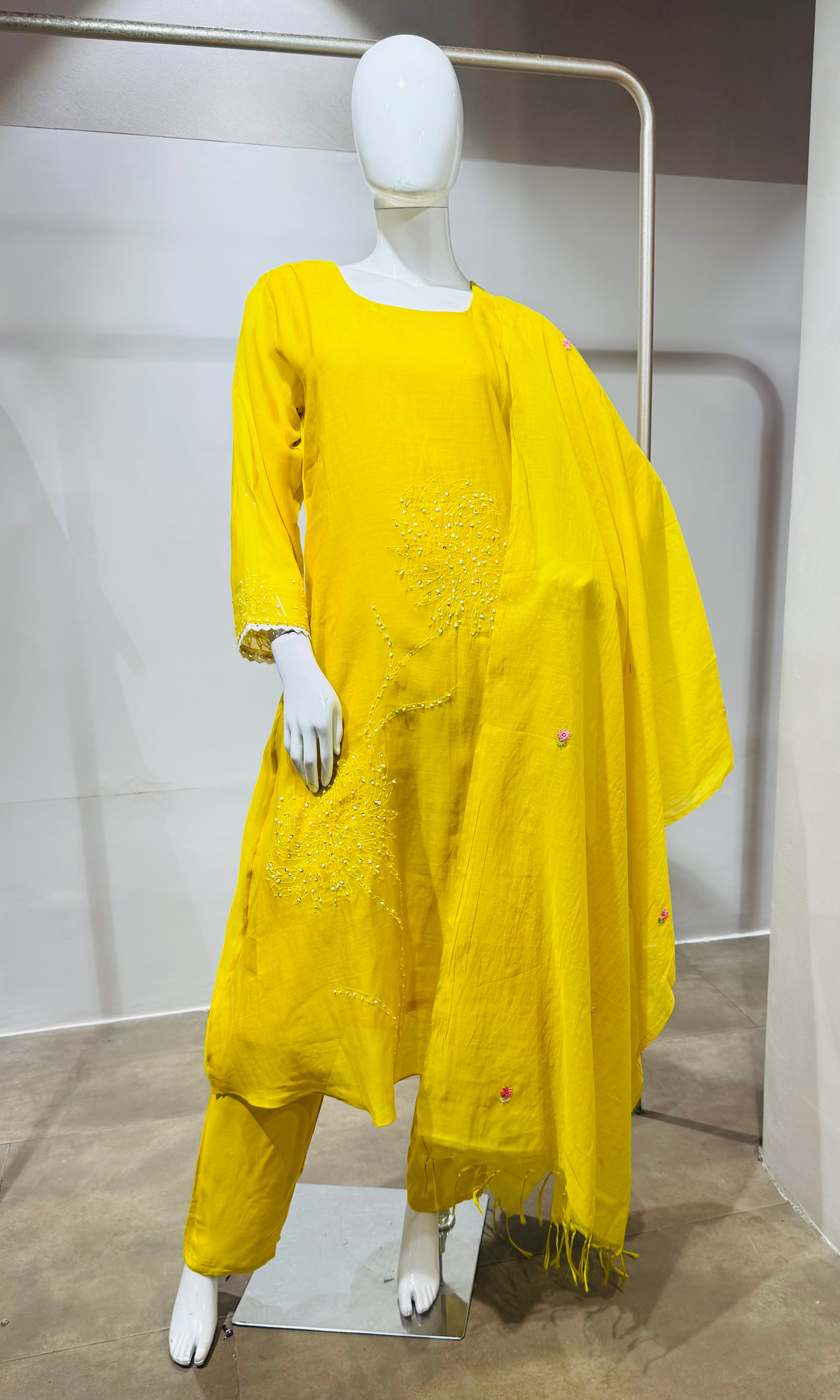 Yellow Embroidered Kurta Set