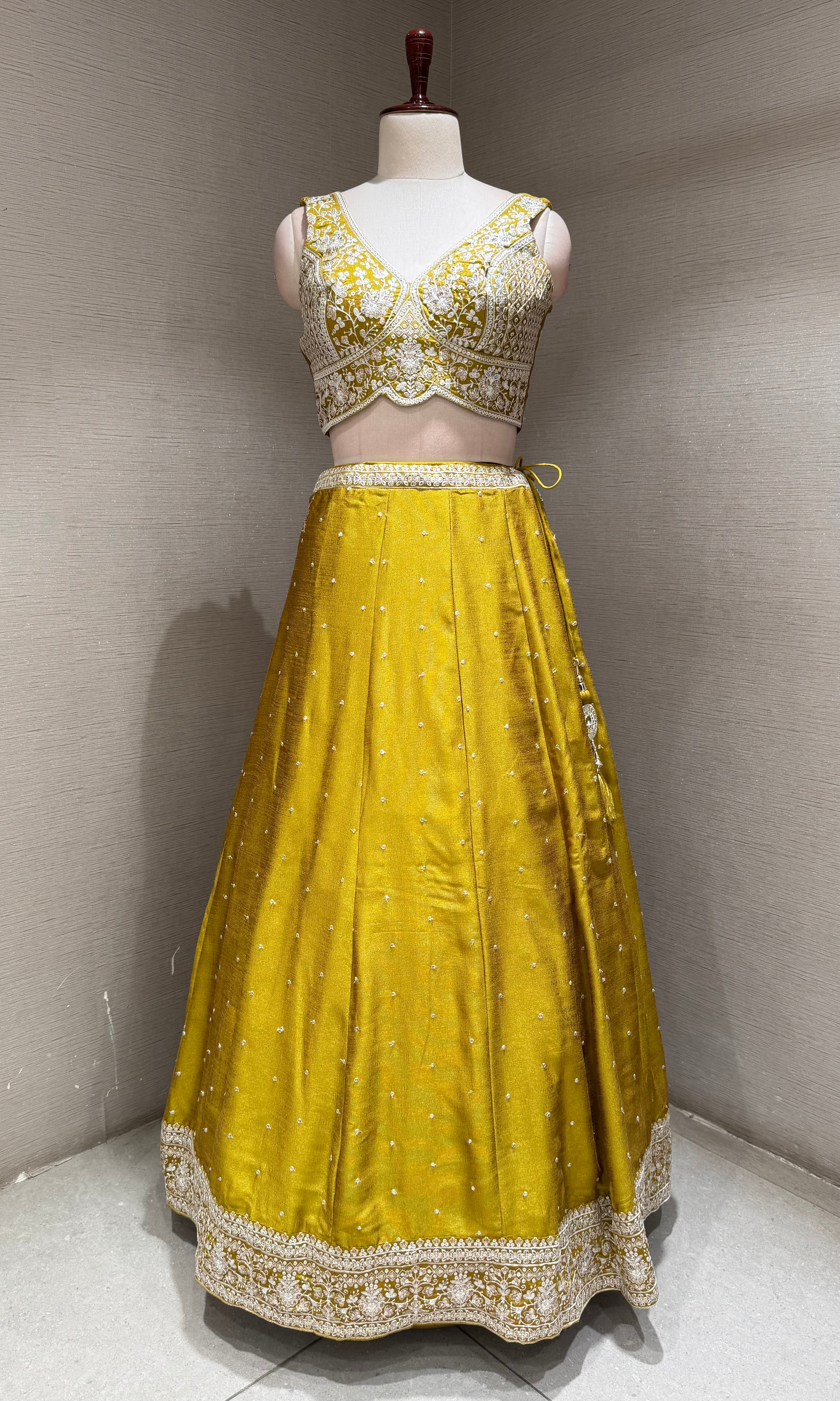 Green Silk Lehenga Choli with Embroidered Dupatta